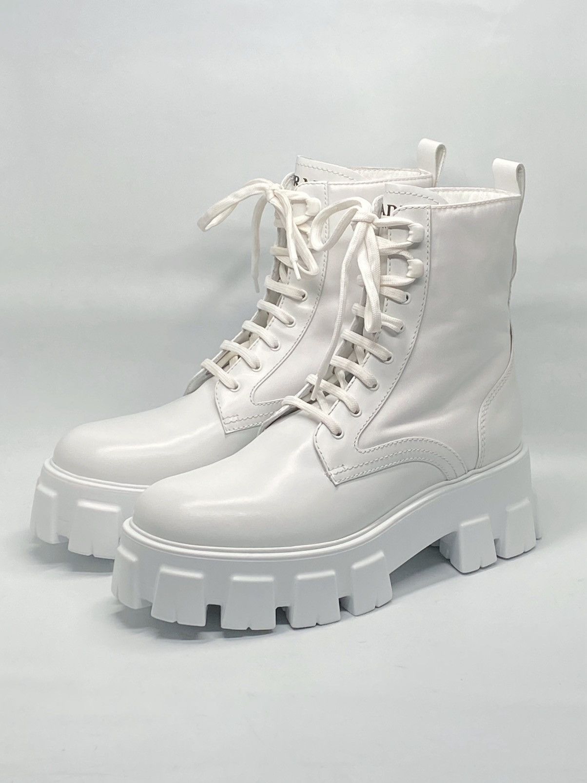 Prada Prada Monolith Leather & Nylon Lug Sole Combat boots size 40 Size US 10 / IT 40 - 1 Thumbnail