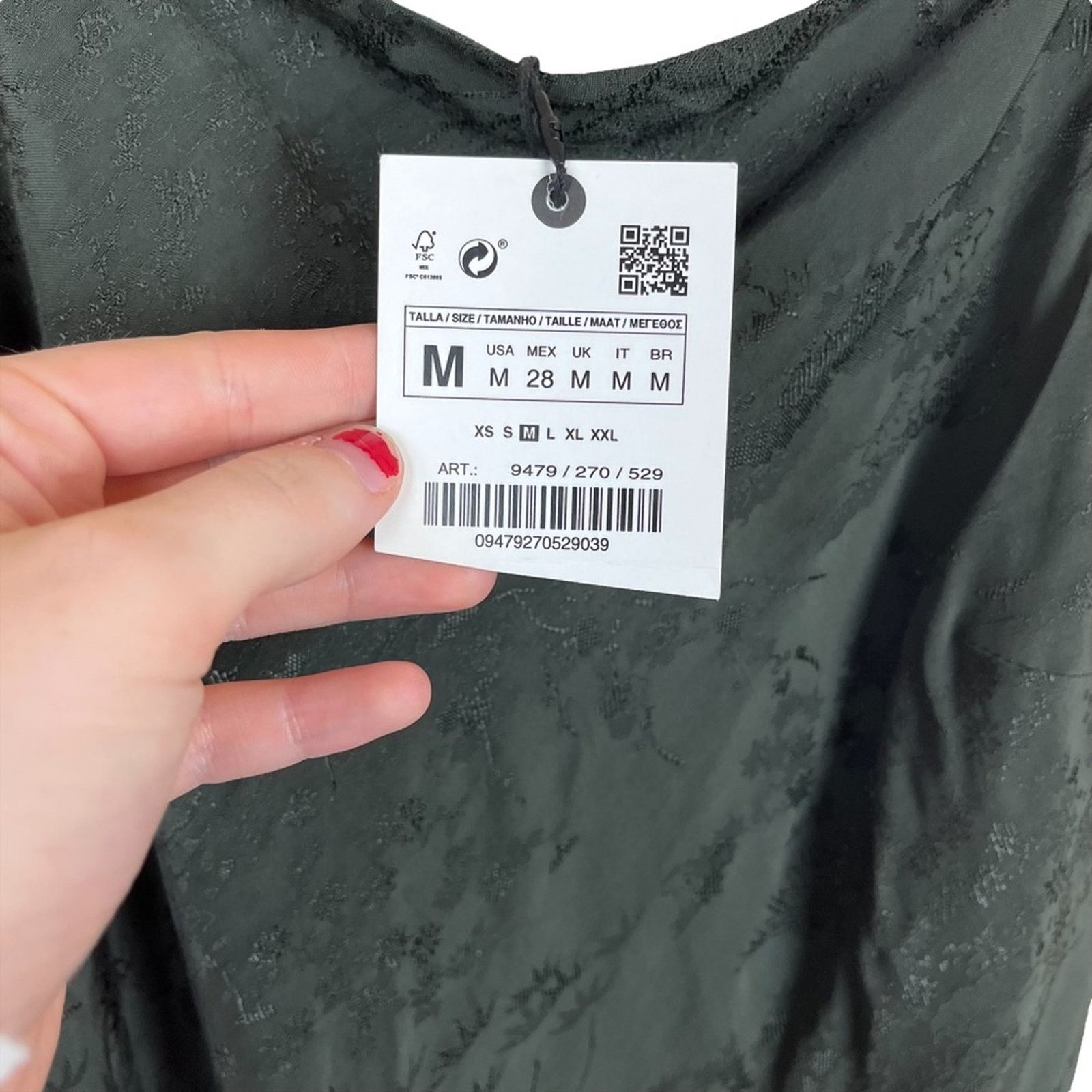 Zara Whimsigoth Zara Dark Green Jacquard Maxi Dress Slip Dress M Size M / US 6-8 / IT 42-44 - 3 Thumbnail
