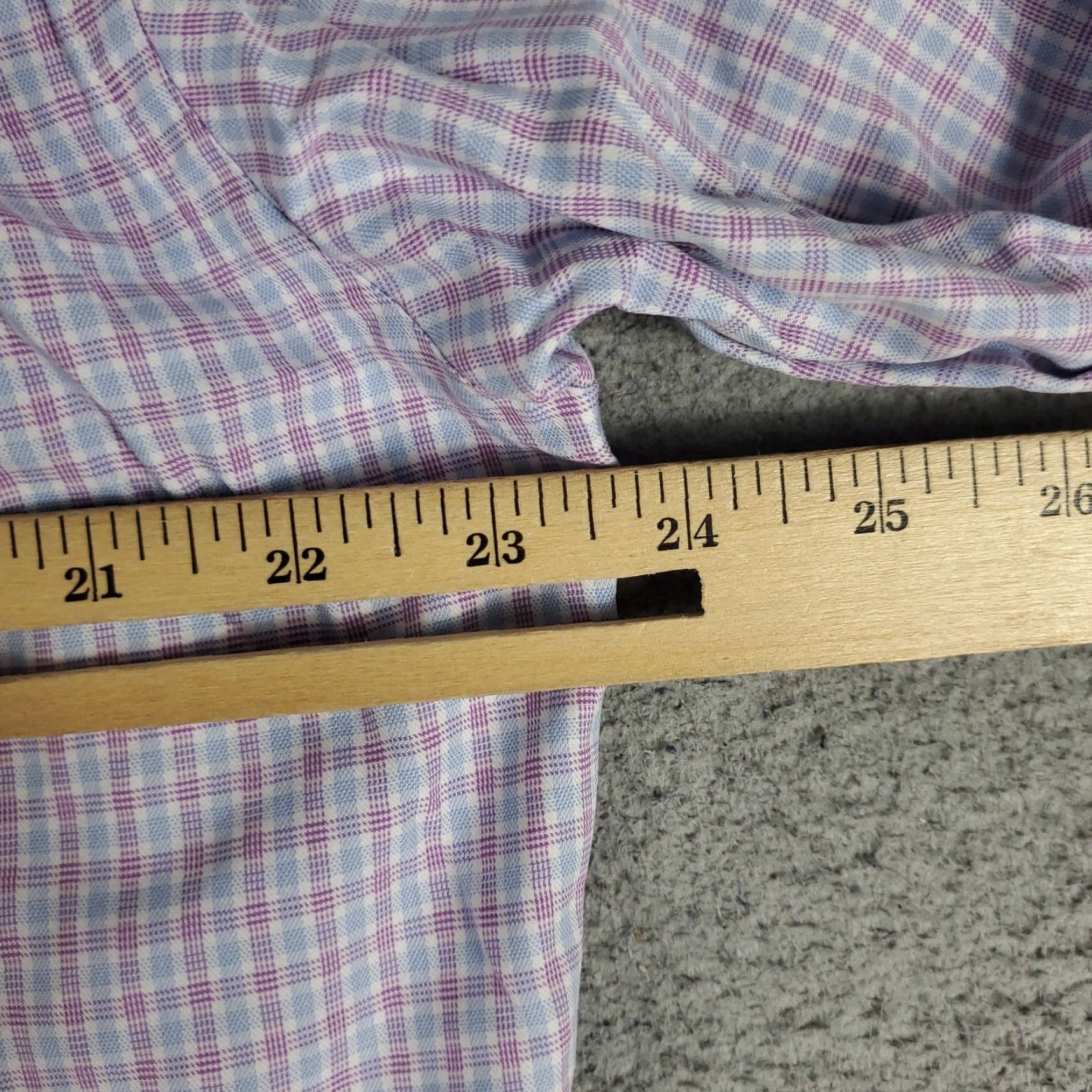 David Donahue David Donahue Shirt Mens Size 16 Blue Purple Plaid Dress Button Up Long Sleeve Size 42R - 5 Thumbnail
