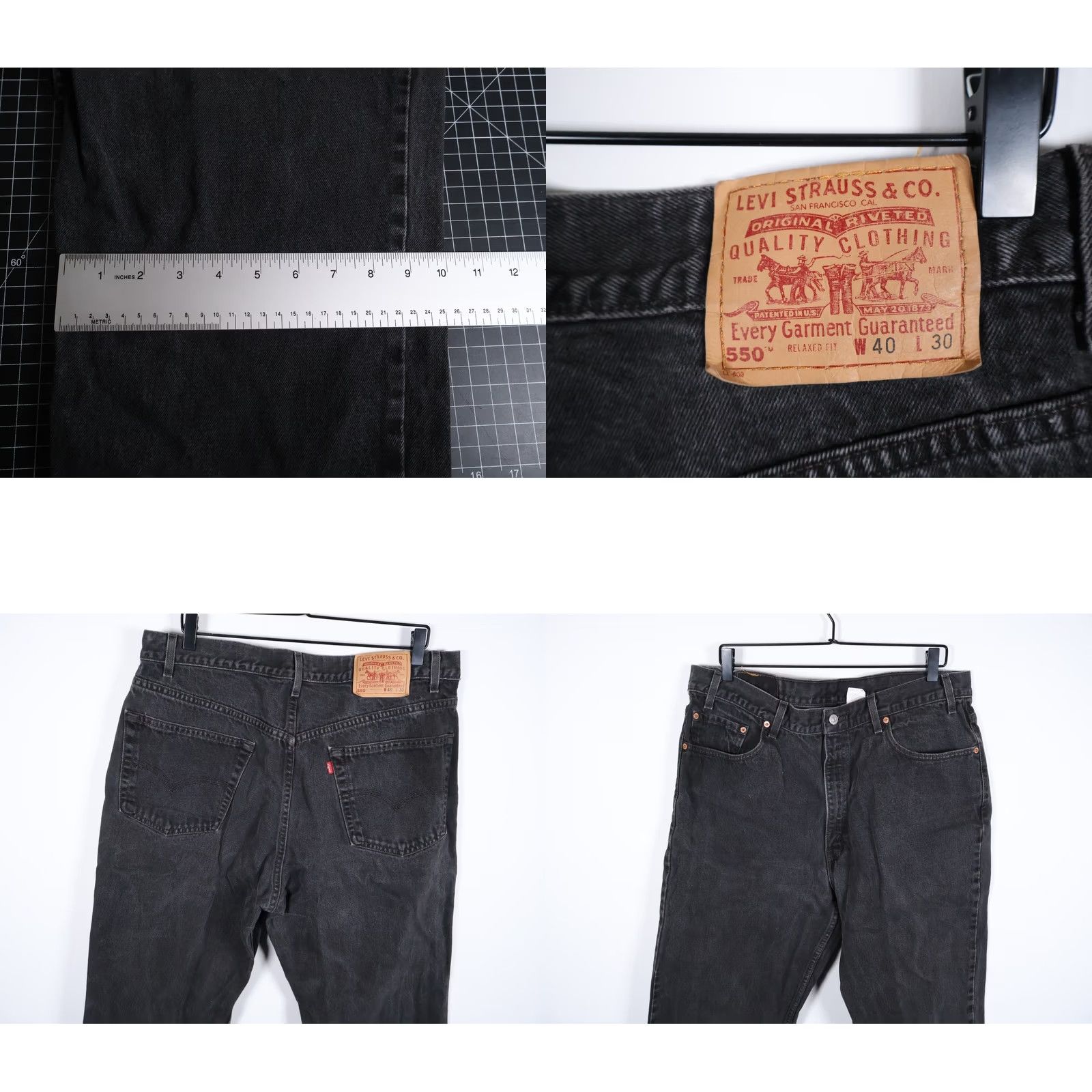 Levi's VINTAGE Levi's 550 Jeans Men's 36 x 26 Black Denim Relaxed Taper 90s Grunge Retro 550 Jeans Mens Regular 5-Pocket Design Jeans Size US 36 / EU 52 - 9 Thumbnail