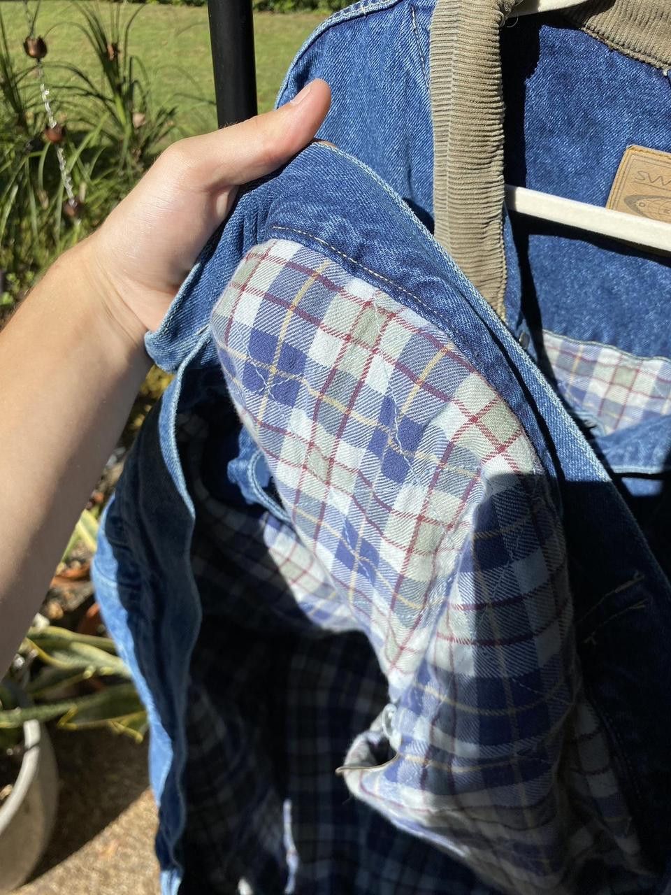 Vintage 90s Swingster Denim Plaid Quilted Navy Denim Jacket XL Size US XL / EU 56 / 4 - 4 Thumbnail
