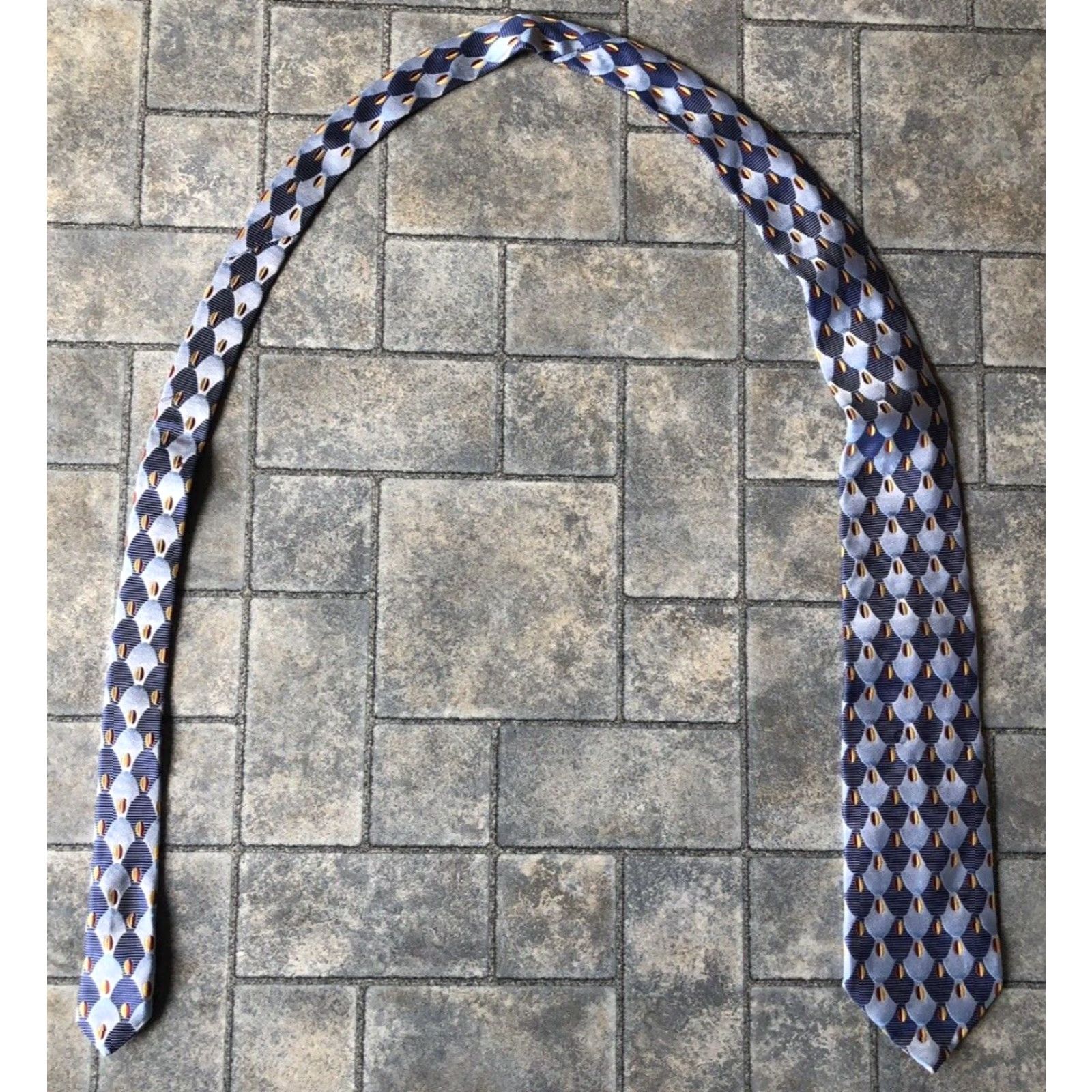 Jos. A. Bank VINTAGE Jos A Bank Signature Collection Tie One Size Mens 59in 4in Silk Italy Blue Abstract Designer Mens Size ONE SIZE - 2 Thumbnail