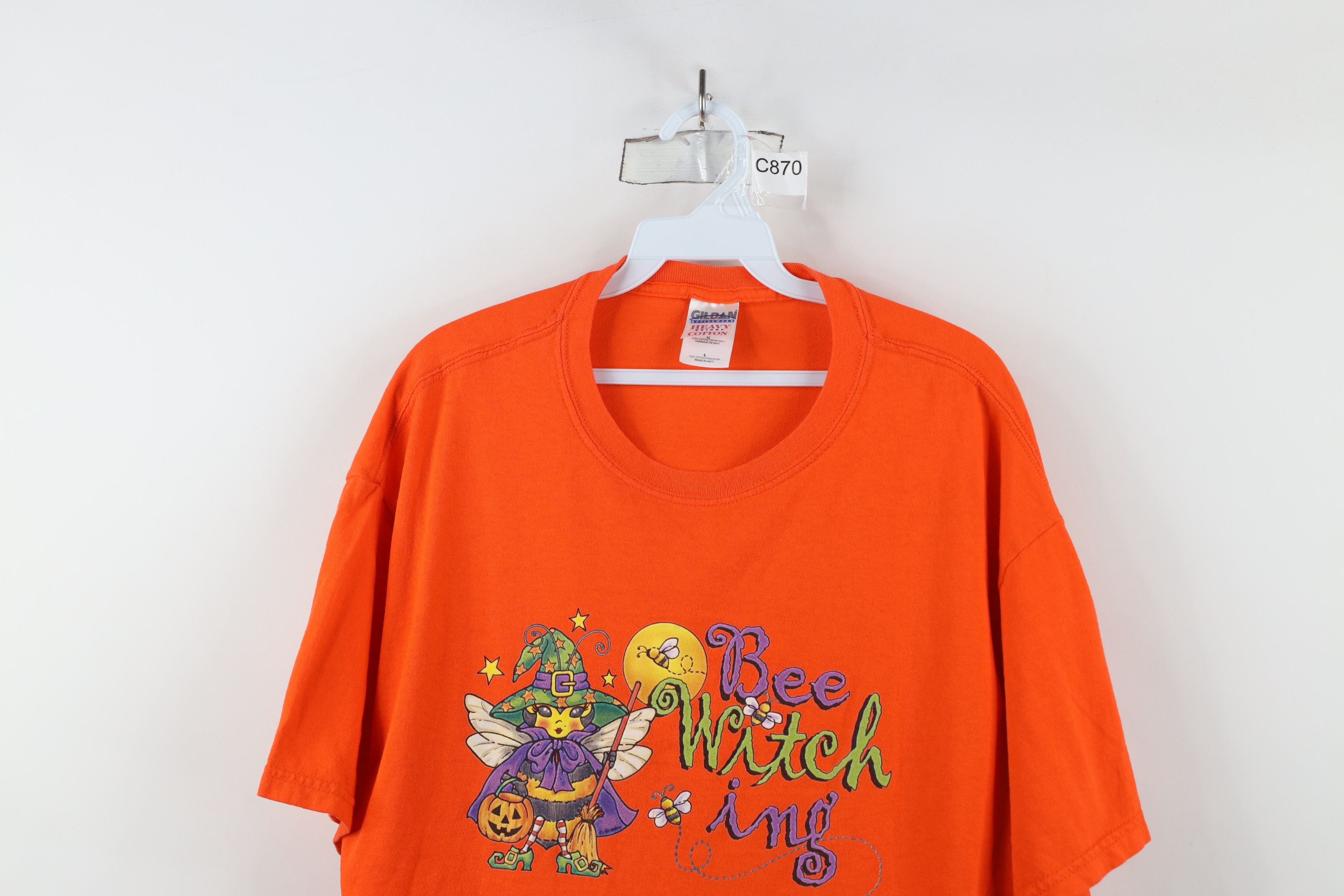 Vintage Vintage 90s Y2K Streetwear Halloween Witch T-Shirt Orange Size L / US 10 / IT 46 - 2 Thumbnail