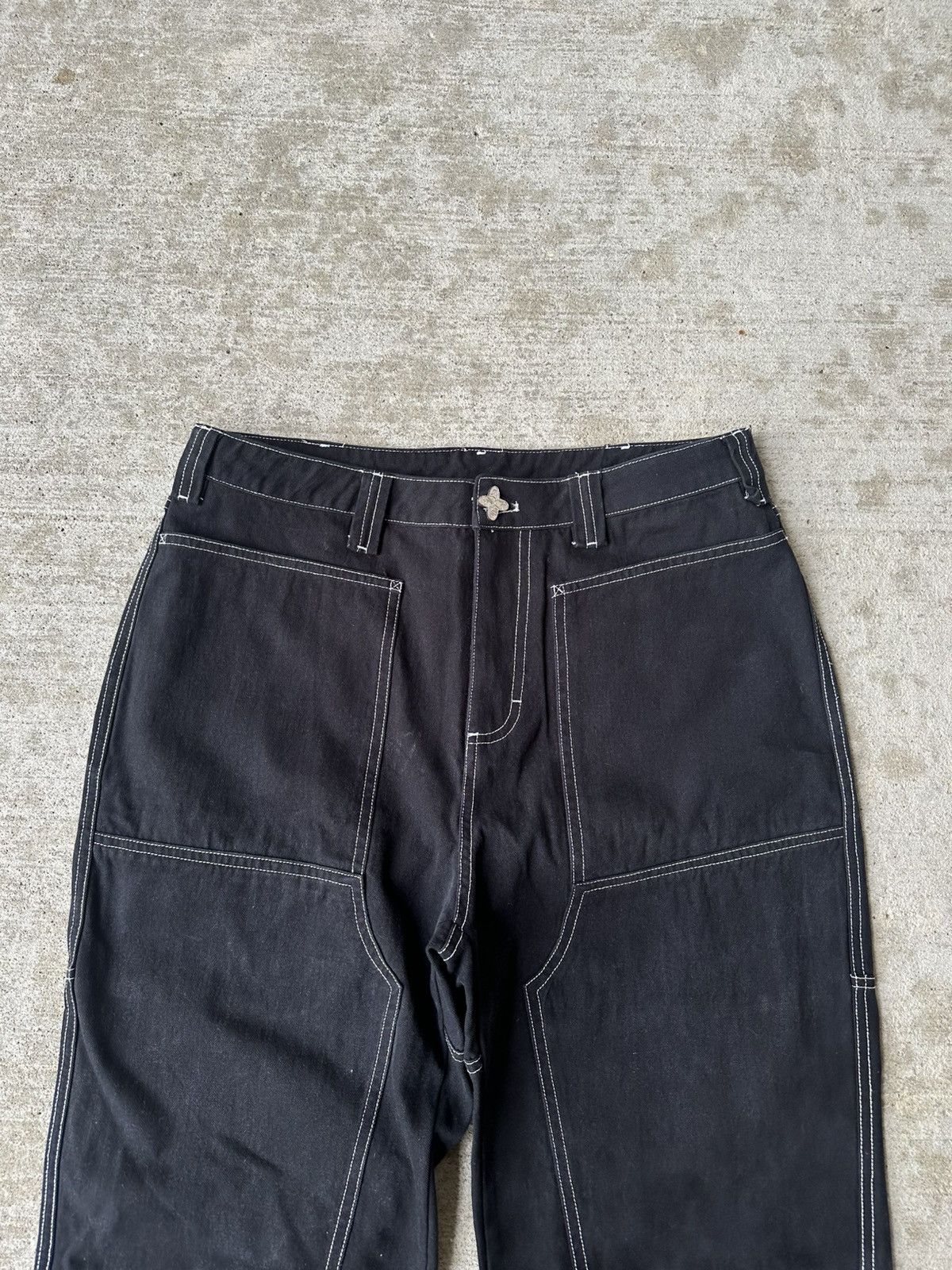 Other Black Contrast Stitch Double Knee Pants Size US 32 / EU 48 - 3 Thumbnail