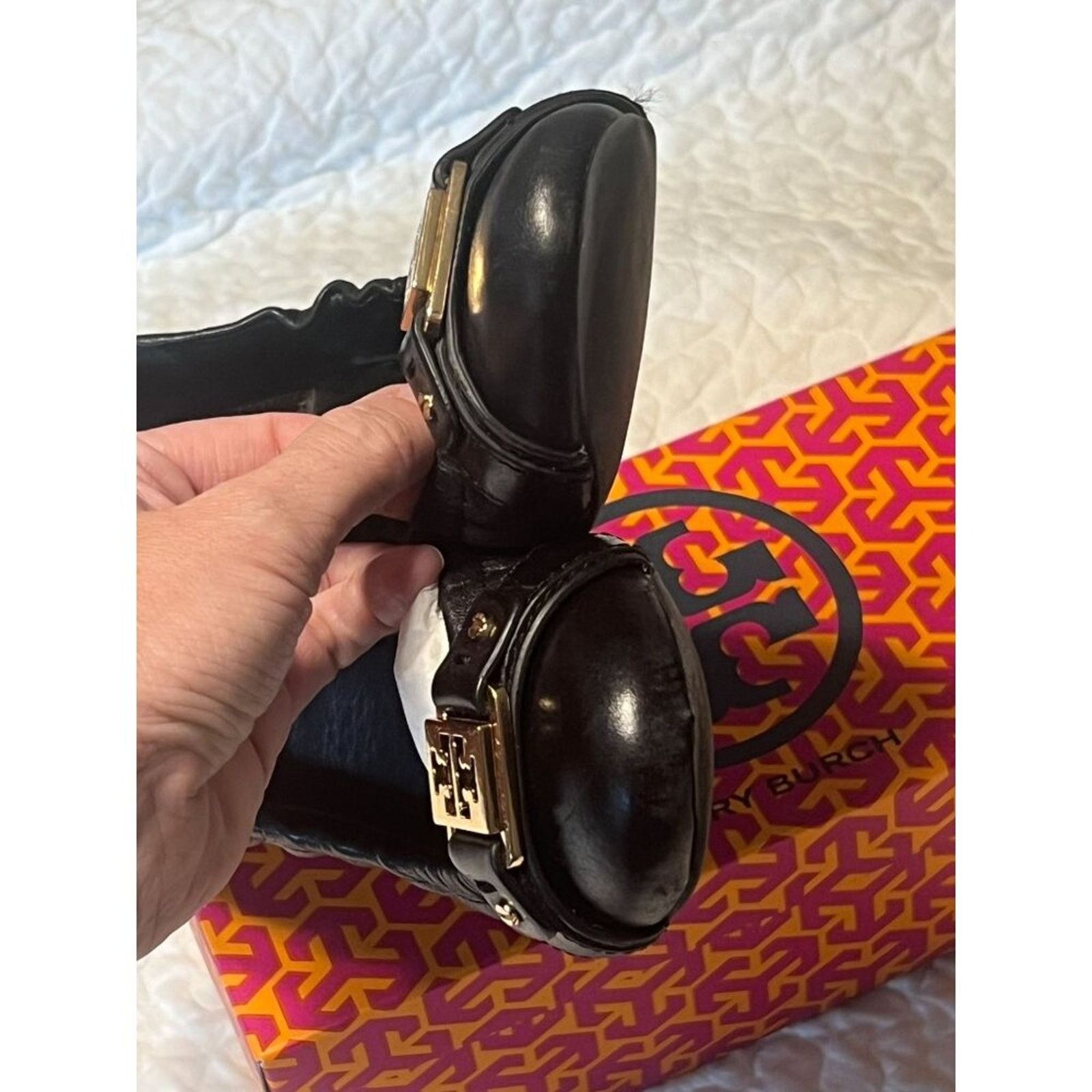 Tory Burch TORY BURCH Ambrose Ballet Flats Leather Camel Black Gold 7 B Size US 7 / IT 37 - 4 Thumbnail