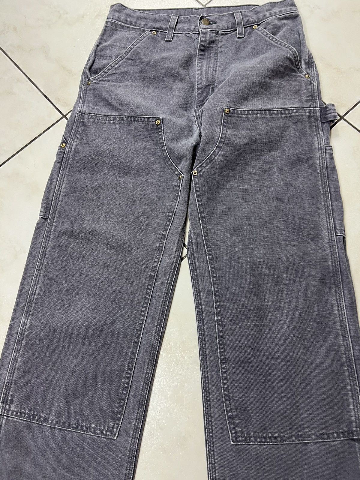 Carhartt Vintage 90s Carhatt double knee washed y2k sun faded pants Size US 29 - 4 Thumbnail