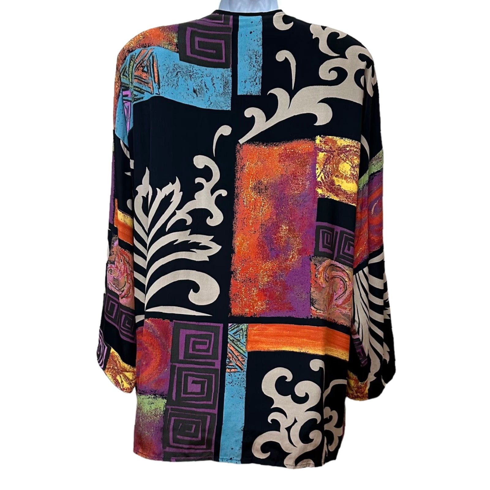 Vintage VINTAGE Dorothy Schoelen Long Tunic Jacket Multi Print Artsy Oversized S Jacket Womens Size S / US 4 / IT 40 - 3 Thumbnail