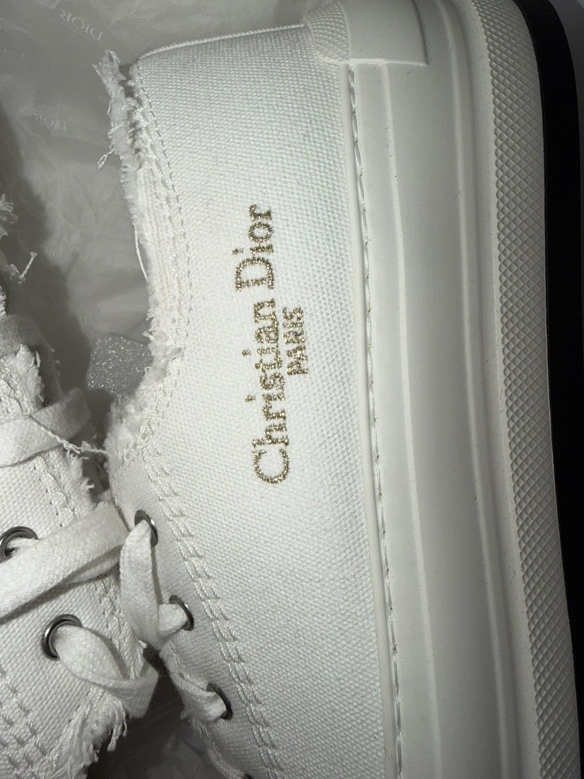Dior WALK’N’DIOR PLATFORM SNEAKERS WHITE BLACK EMBROIDERED CANVAS Size US 10 / IT 40 - 3 Thumbnail