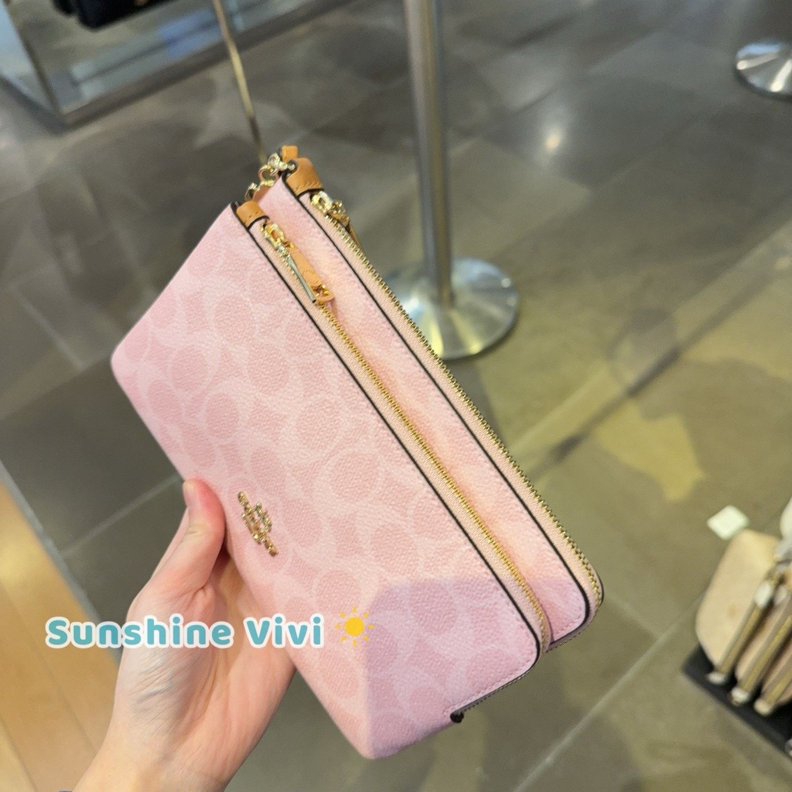 Coach NWT Coach Double Zip Wristlet With Charms CEF61 Powder Pink Size ONE SIZE - 5 Thumbnail