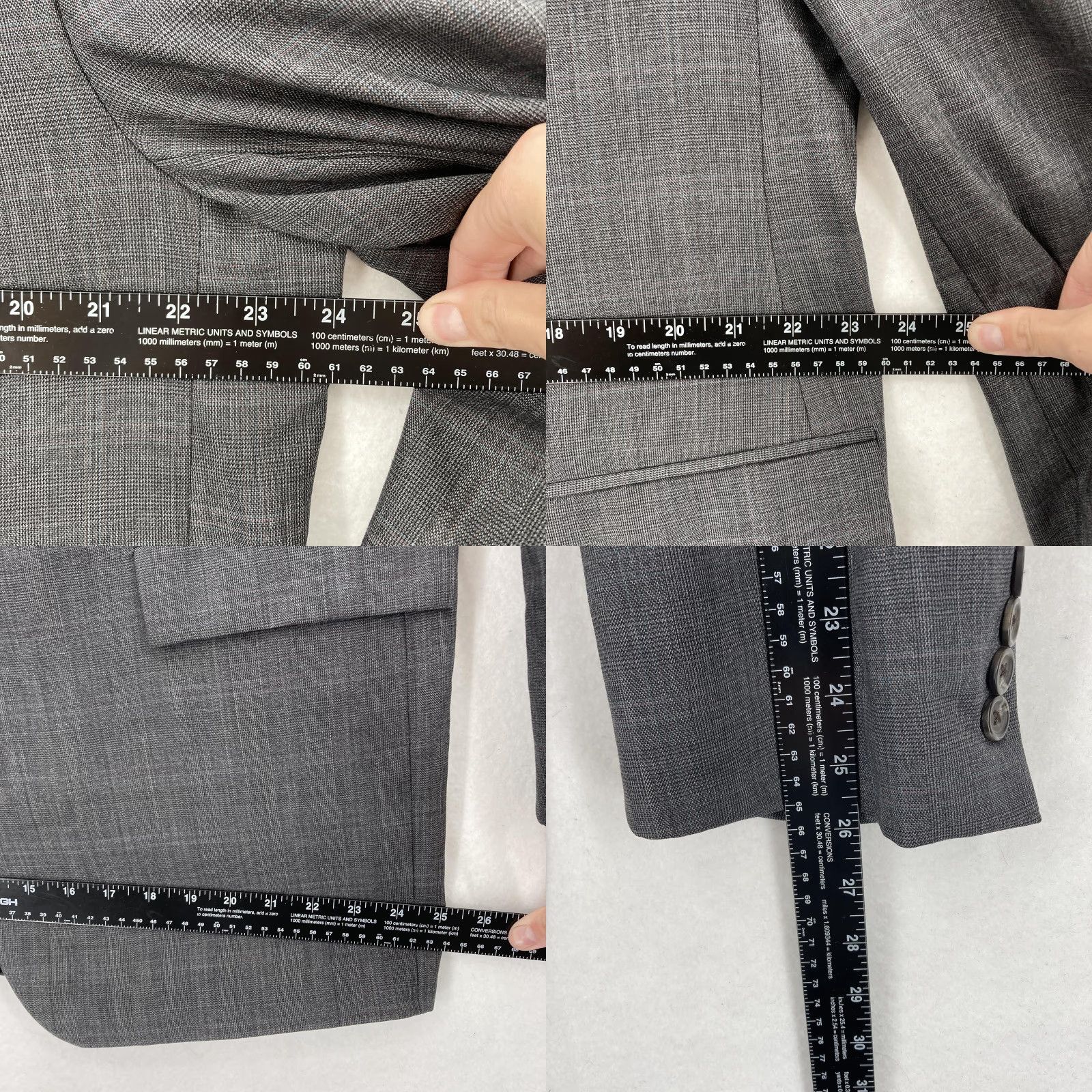 Chaps Chaps Ralph Lauren Sport Coat Blazer Mens 46L Gray Wool Glen Plaid 2 Button Jacket Size 46R - 9 Thumbnail