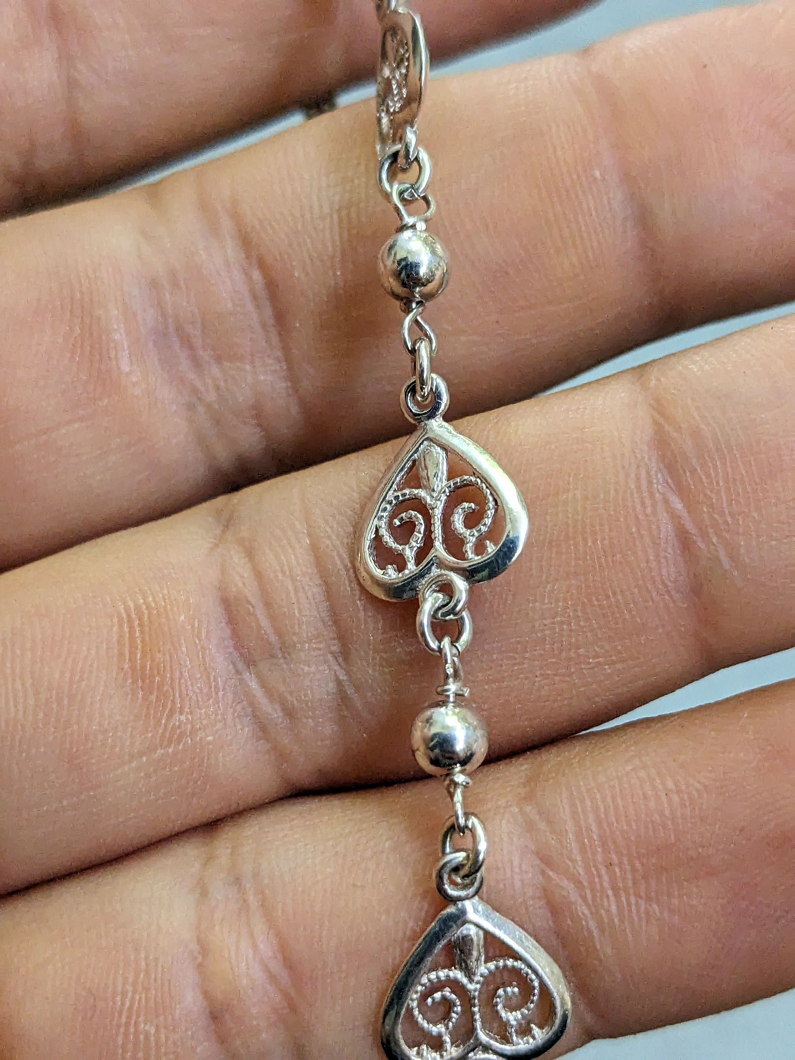 Jewelry × Vintage Vintage Sterling Silver Heart Bracelet Chain 7.25" Italy Y2K Size ONE SIZE - 10 Thumbnail