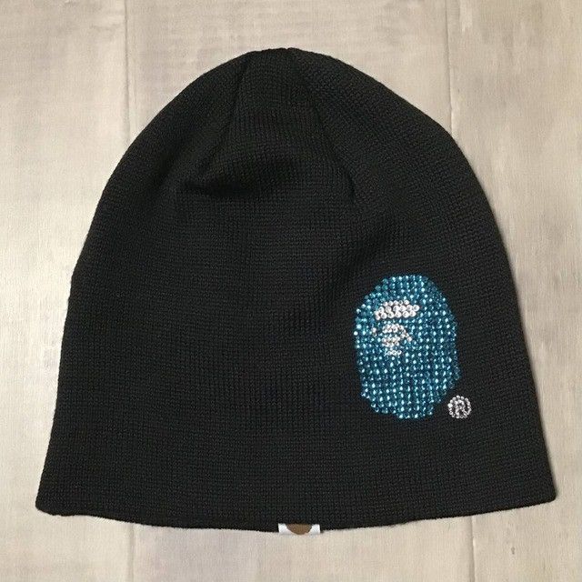 BAPE Swarovski APE FACE logo beanie knit cap a bathing ape
