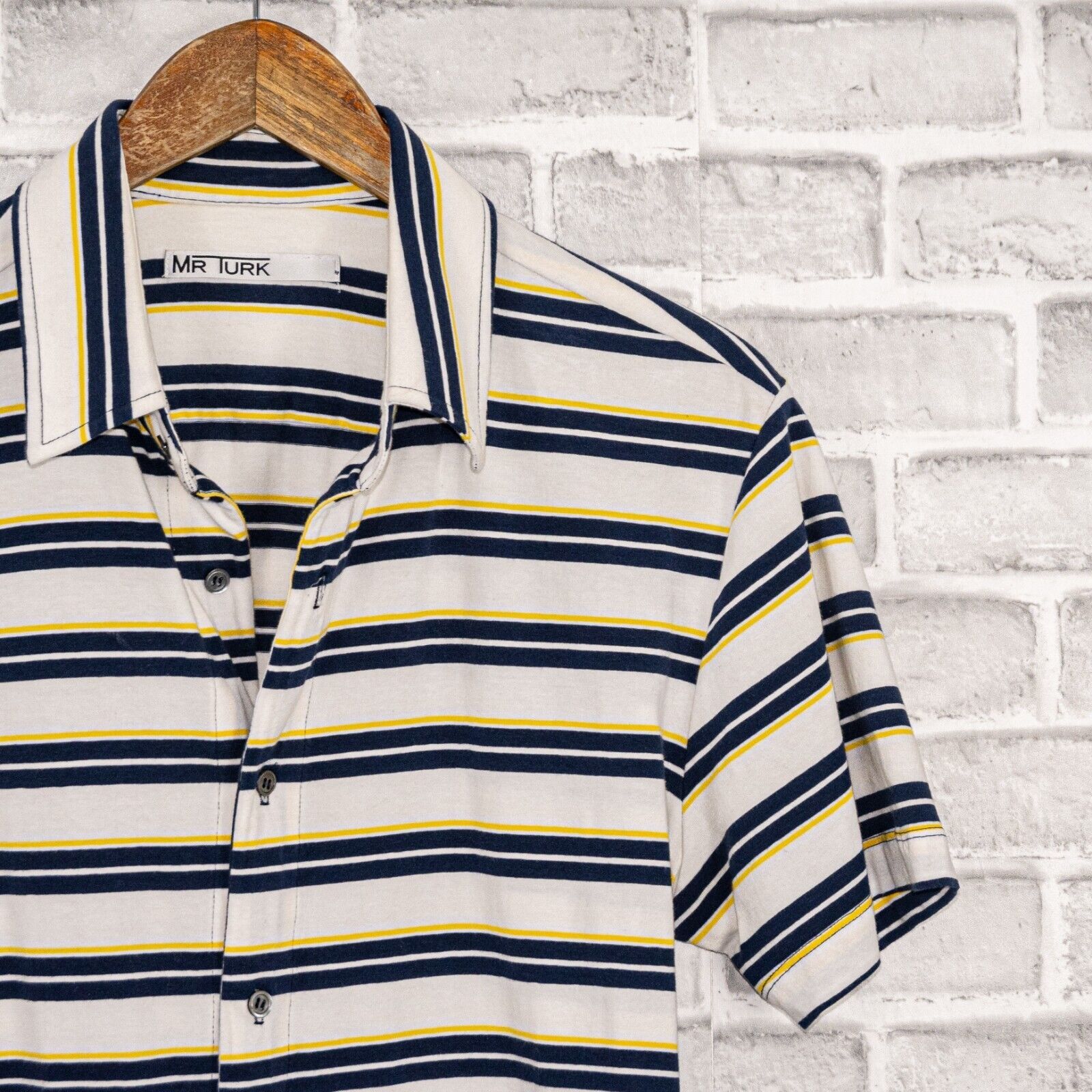 Mr Turk MR TURK Men's Short Sleeve Button up shirt Jersey Striped Size US M / EU 48-50 / 2 - 4 Thumbnail