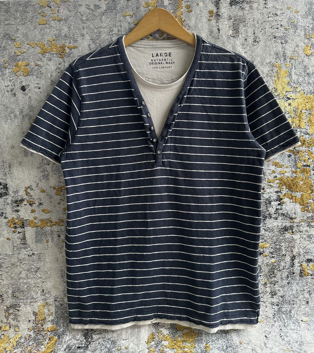 Japanese Brand CRAZY DISTRESSED FOR COMFORT DOUBLE LAYER STRIPED TSHIRT Size US L / EU 52-54 / 3 - 1 Thumbnail
