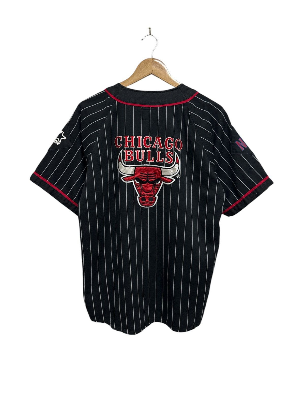 NBA × Starter × Vintage Vintage 90s Chicago Bulls Pinstripe Starter Jersey Size US M / EU 48-50 / 2 - 5 Thumbnail
