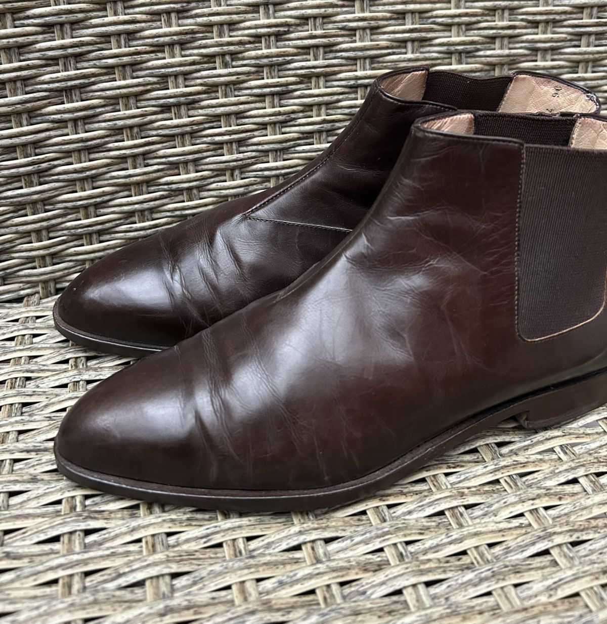 Jil Sander × Vintage Vintage Jil Sander + Leather Brown Ankle Chelsea Boots Size US 5.5 / IT 35.5 - 5 Thumbnail