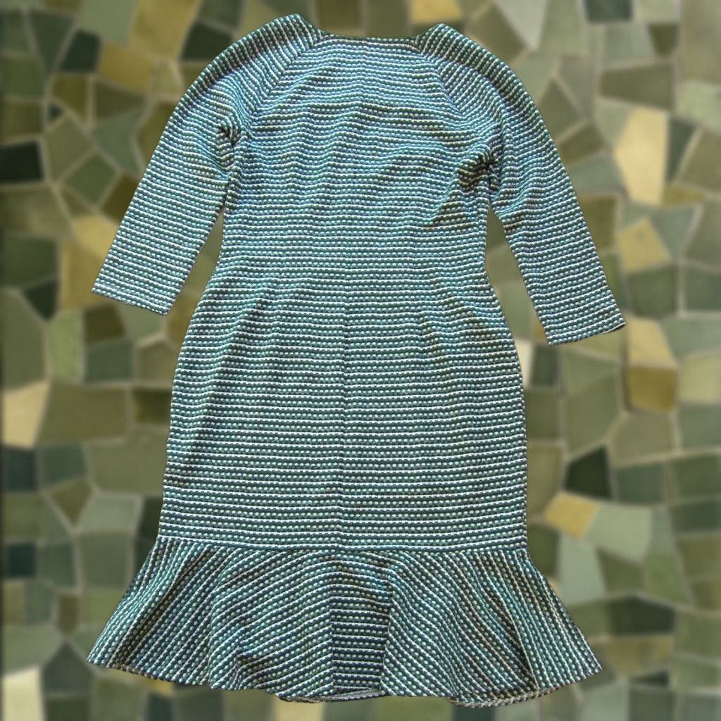Vintage ECI New York Tweed Polka Dot 3/4 Sleeve Smock Dress Medium Green Grey Polka Dot Dress Size M / US 6-8 / IT 42-44 - 1 Thumbnail