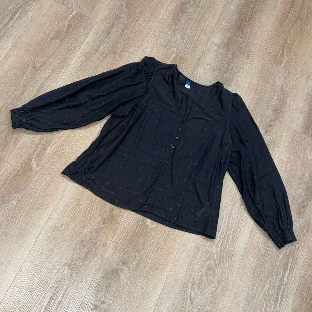 Old Navy Old Navy Long-Sleeve Clip-Dot Peasant Blouse, Long Puff Sleeves Women’s Large Size L / US 10 / IT 46 - 3 Thumbnail