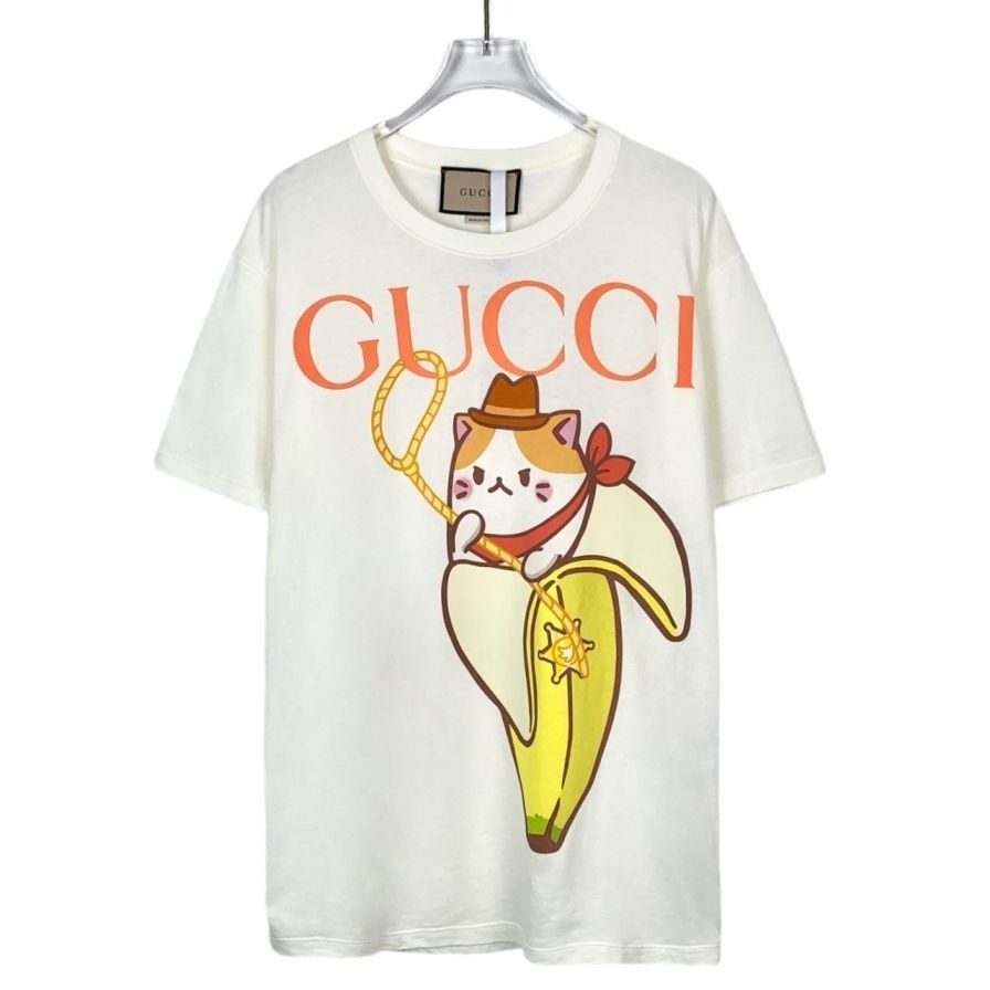 Gucci Gucci Logo & Banana Cat Print Round-Neck Beige Cotton Short- Size XS / US 0-2 / IT 36-38 - 1 Thumbnail