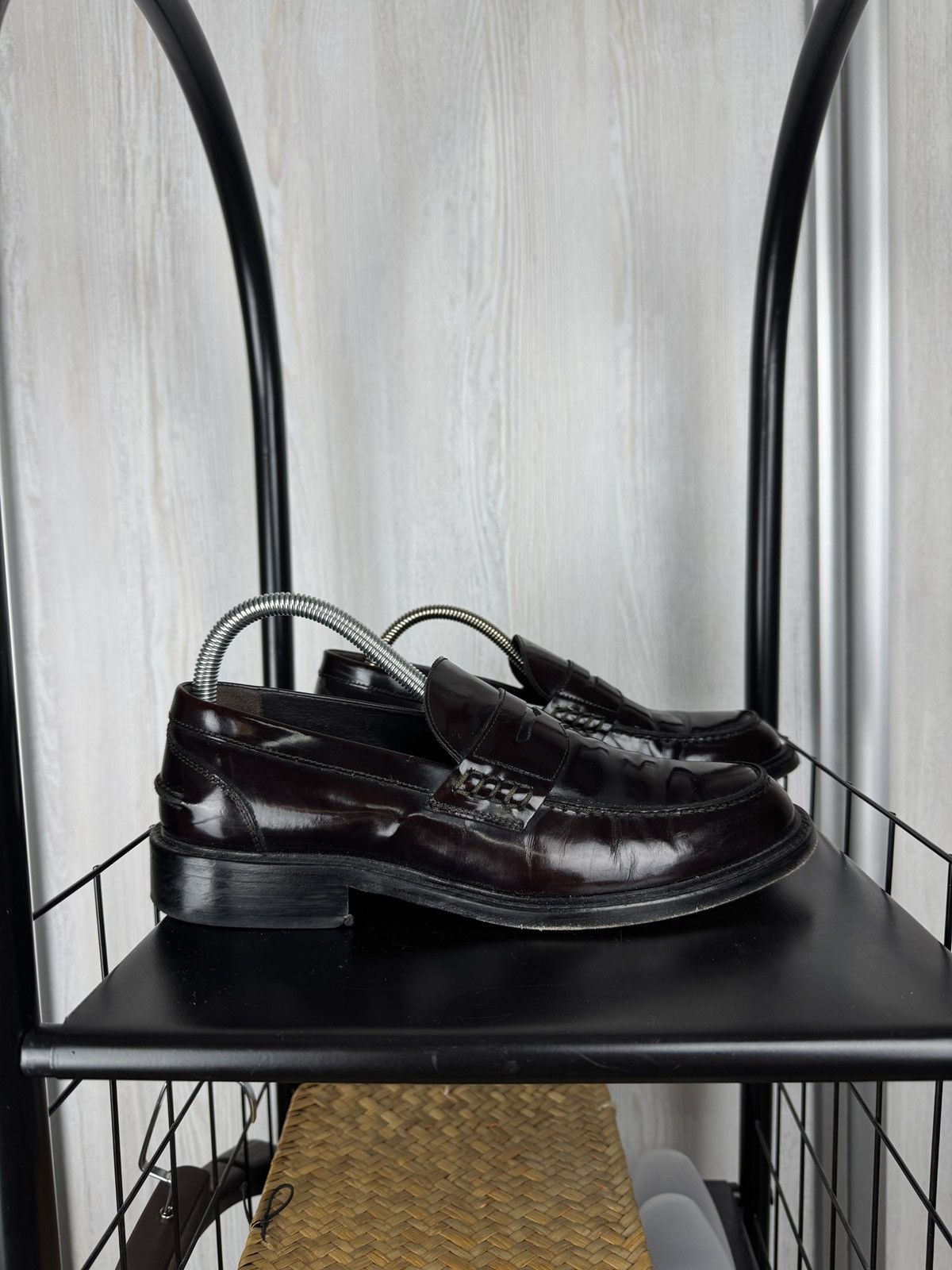 Boggi Boggi Milano Mens Burgundy Leather Penny Loafers size 40 Size US 7 / EU 40 - 1 Thumbnail