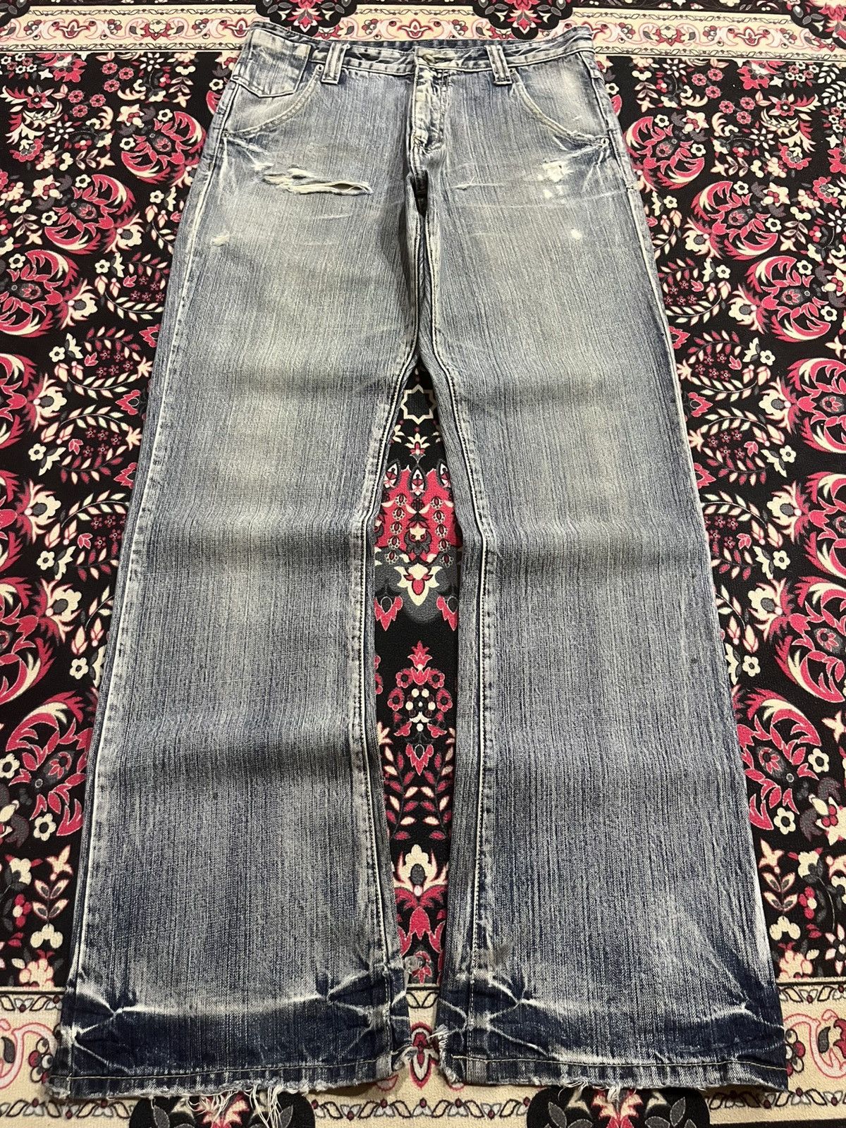 Japanese Brand × Tornado Mart × semanticdesign ⚡️Flare⚡️Vintage Semantic Design Ash Grey Distressed Jeans Size US 32 / EU 48 - 1 Thumbnail