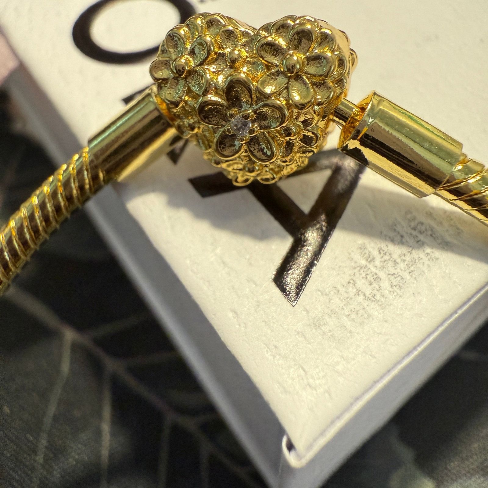 pandora Authentic Pandora, SZ 18CM, Daisy Heart Gold Plated Snake Ch Size ONE SIZE - 4 Thumbnail