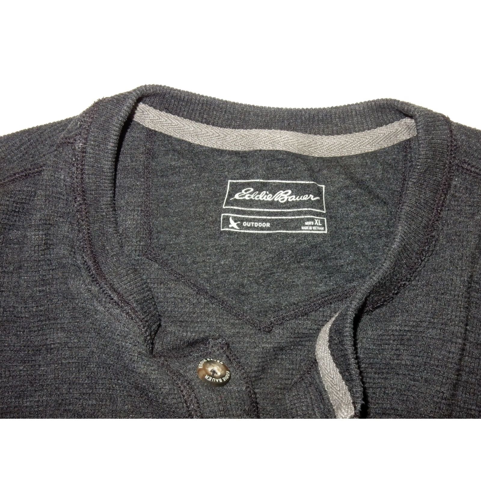 Eddie Bauer VINTAGE Eddie Bauer Men's T-Shirt Long Sleeve Thermal Henley XL Gray Cotton Blend Shirt Mens XL Shirt Size US XL / EU 56 / 4 - 3 Thumbnail