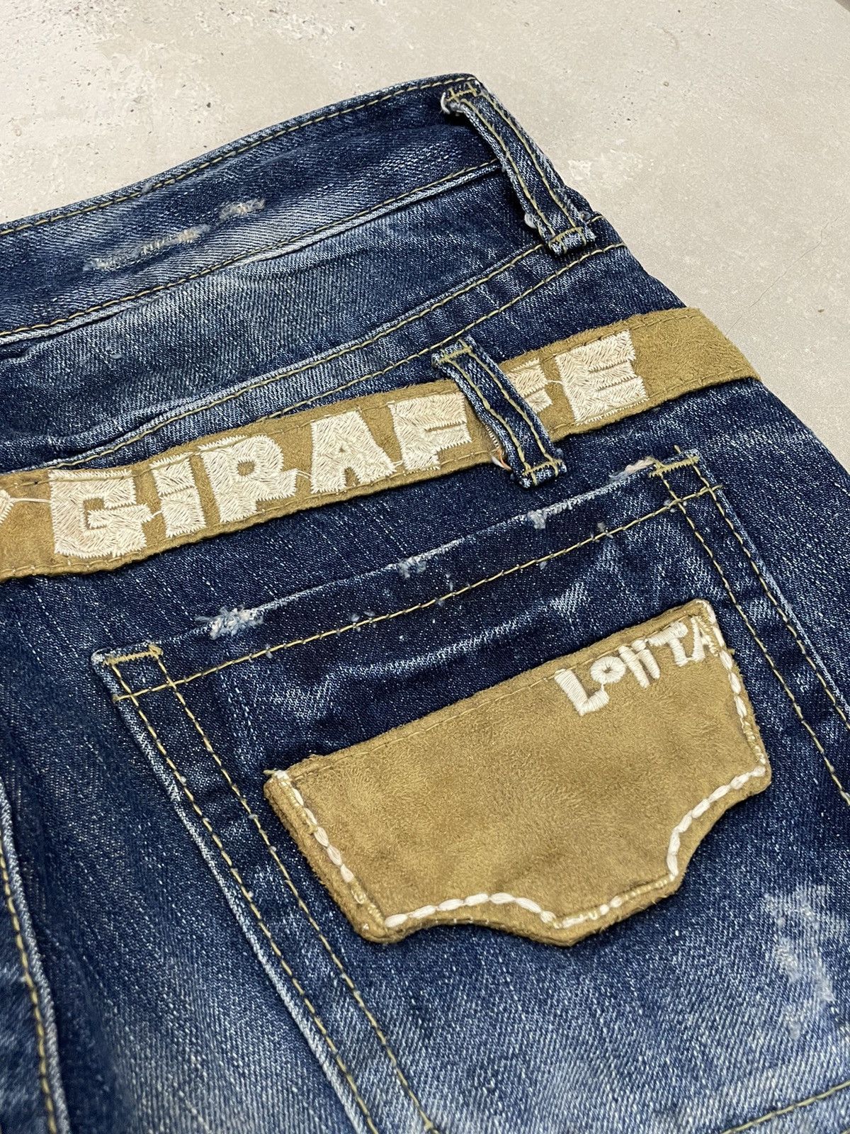 Designer Lolita Club Giraffe Distressed Whisker Style Japanese Denim Size US 29 - 16 Thumbnail