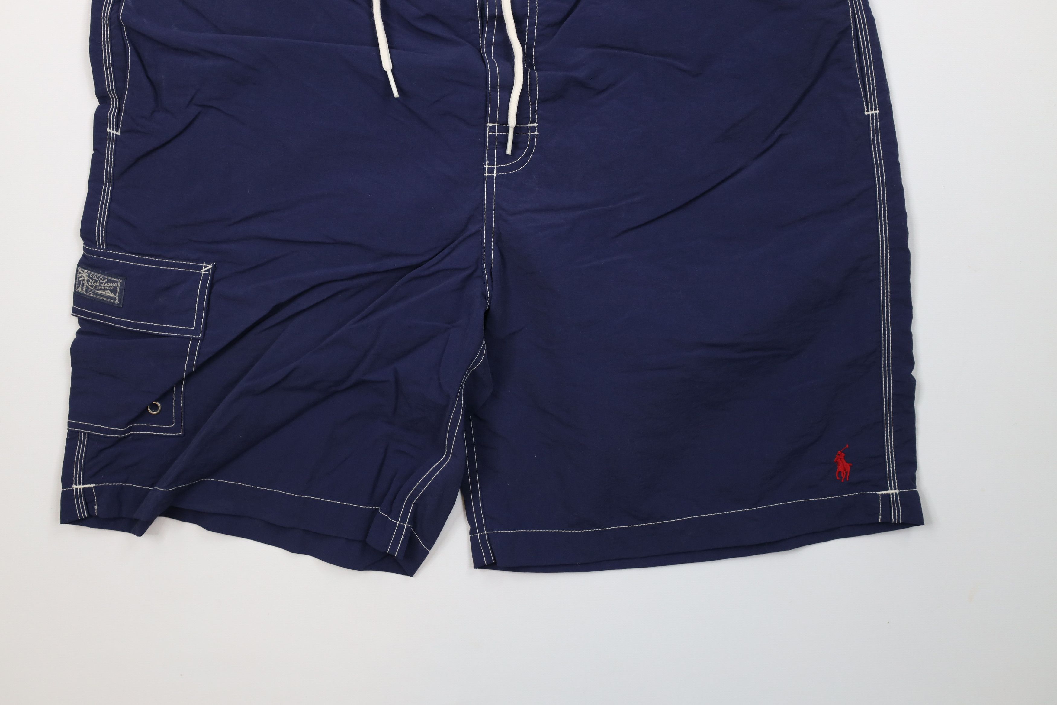 Ralph Lauren Vintage 90s Ralph Lauren Spell Out Lined Swim Trunks Shorts Size US 36 / EU 52 - 4 Thumbnail