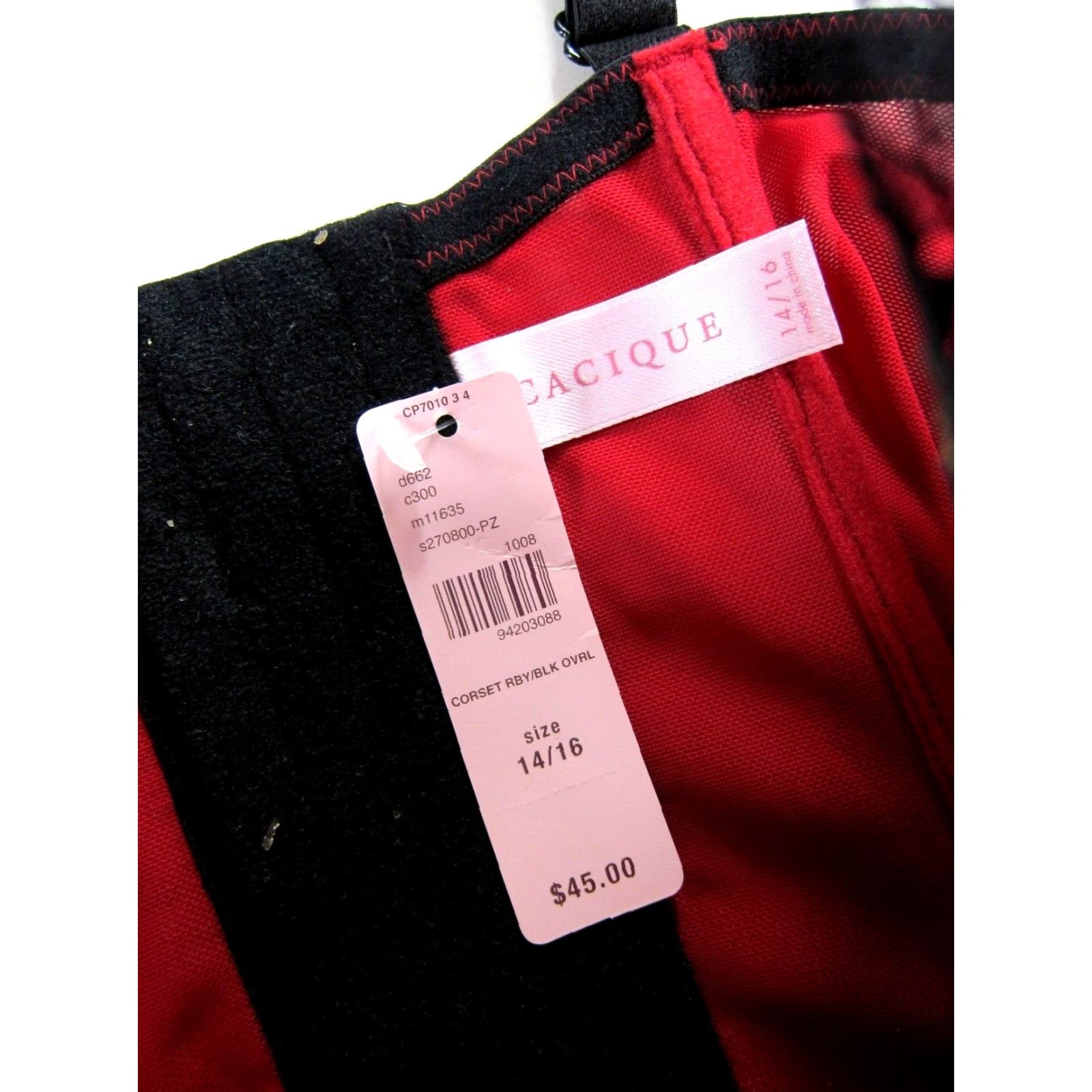 Vintage NWT Cacique Top Bustier Corset Lace Floral Ruby Red Black 14/16 Womens Size XL / US 12-14 / IT 48-50 - 3 Thumbnail