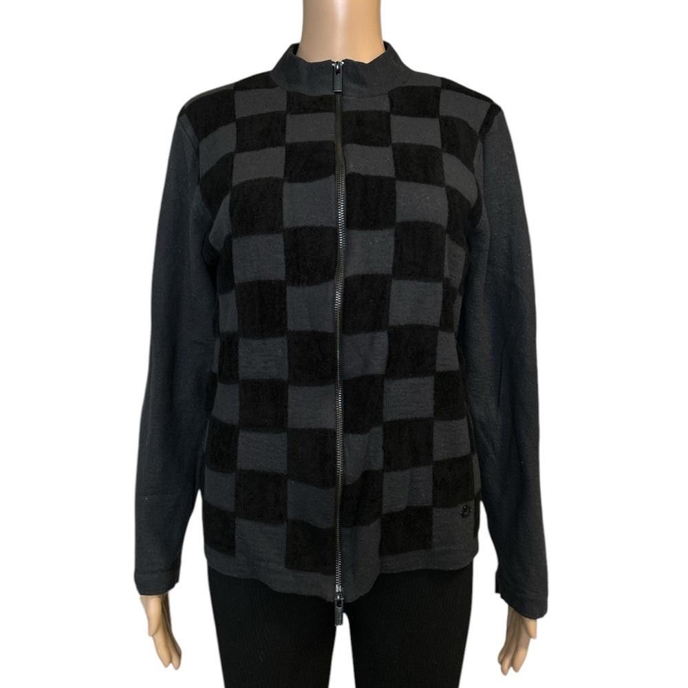 Armani Collezioni Armani Women's Zip-Up Checkered Jacket - Size XL Size L / US 10 / IT 46 - 1 Thumbnail