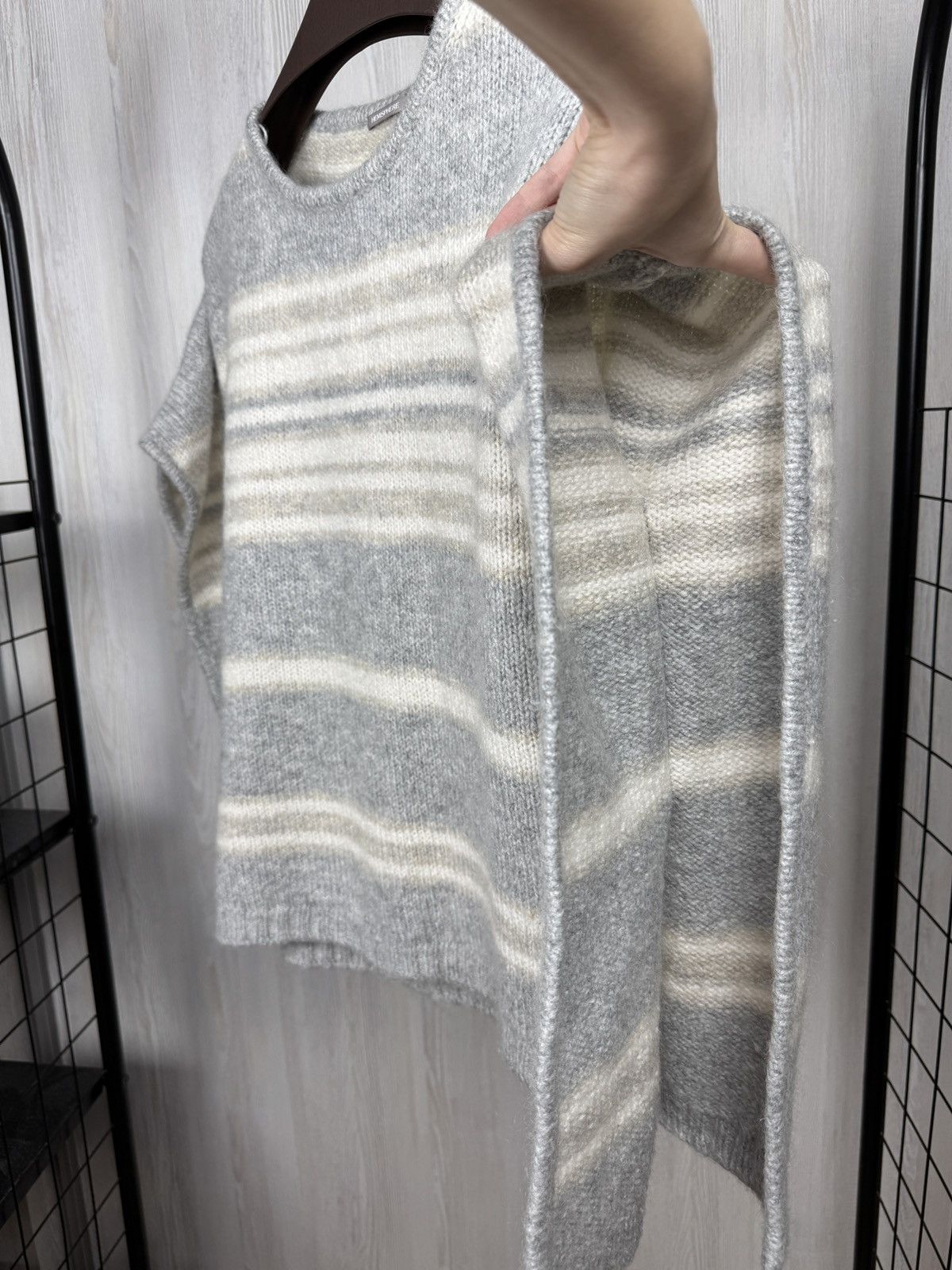 Other Hemisphere oversized grey knitted poncho vest sweate striped Size ONE SIZE - 7 Thumbnail