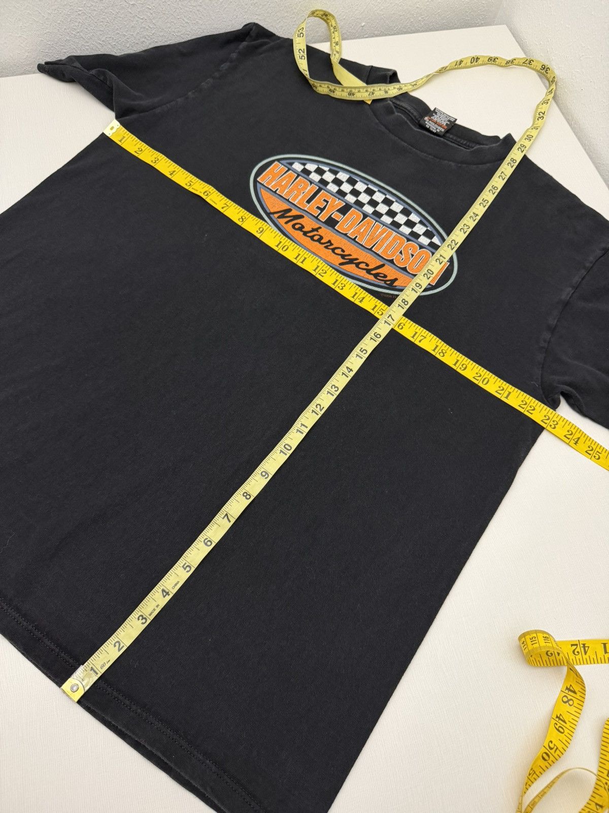 Harley Davidson Vintage 90s Harley-Davidson Checkered Flag 1998 Houston, TX Size US XL / EU 56 / 4 - 9 Thumbnail