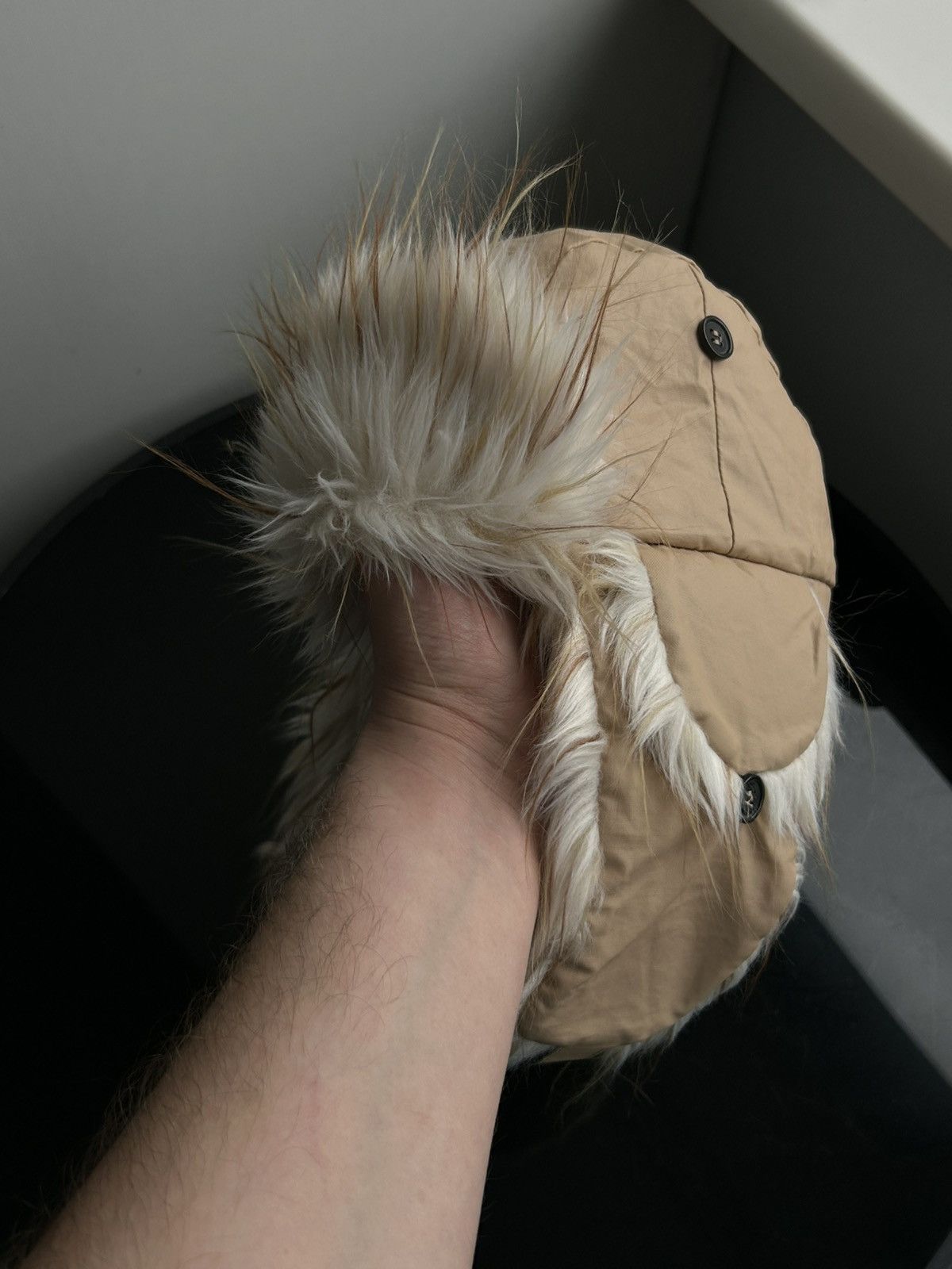 Japanese Brand Trapper Winter Hat FAUX FUR Ear Flaps Cream Ivory Buckle Fox Size ONE SIZE - 2 Thumbnail