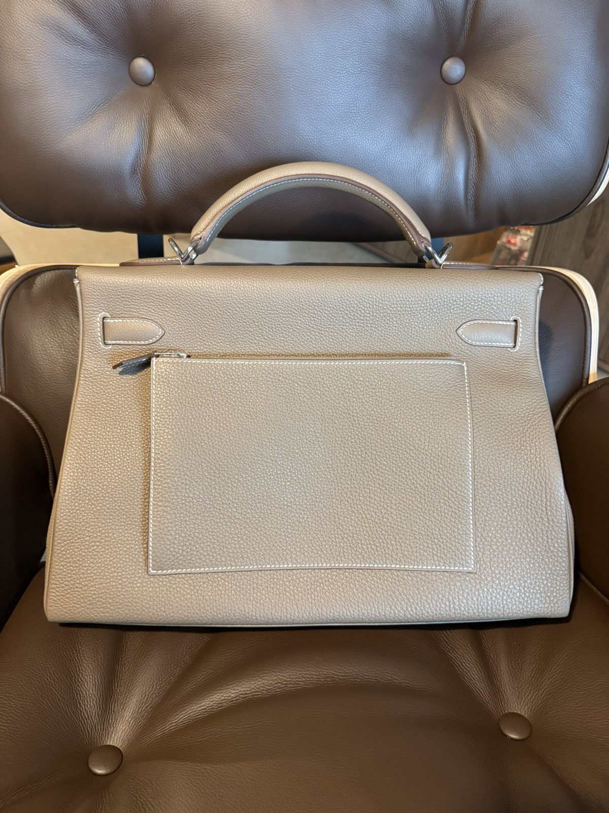 Hermes Hermès MAXI Kelly 42 Togo Leather Étoupe Size 42 - 3 Thumbnail