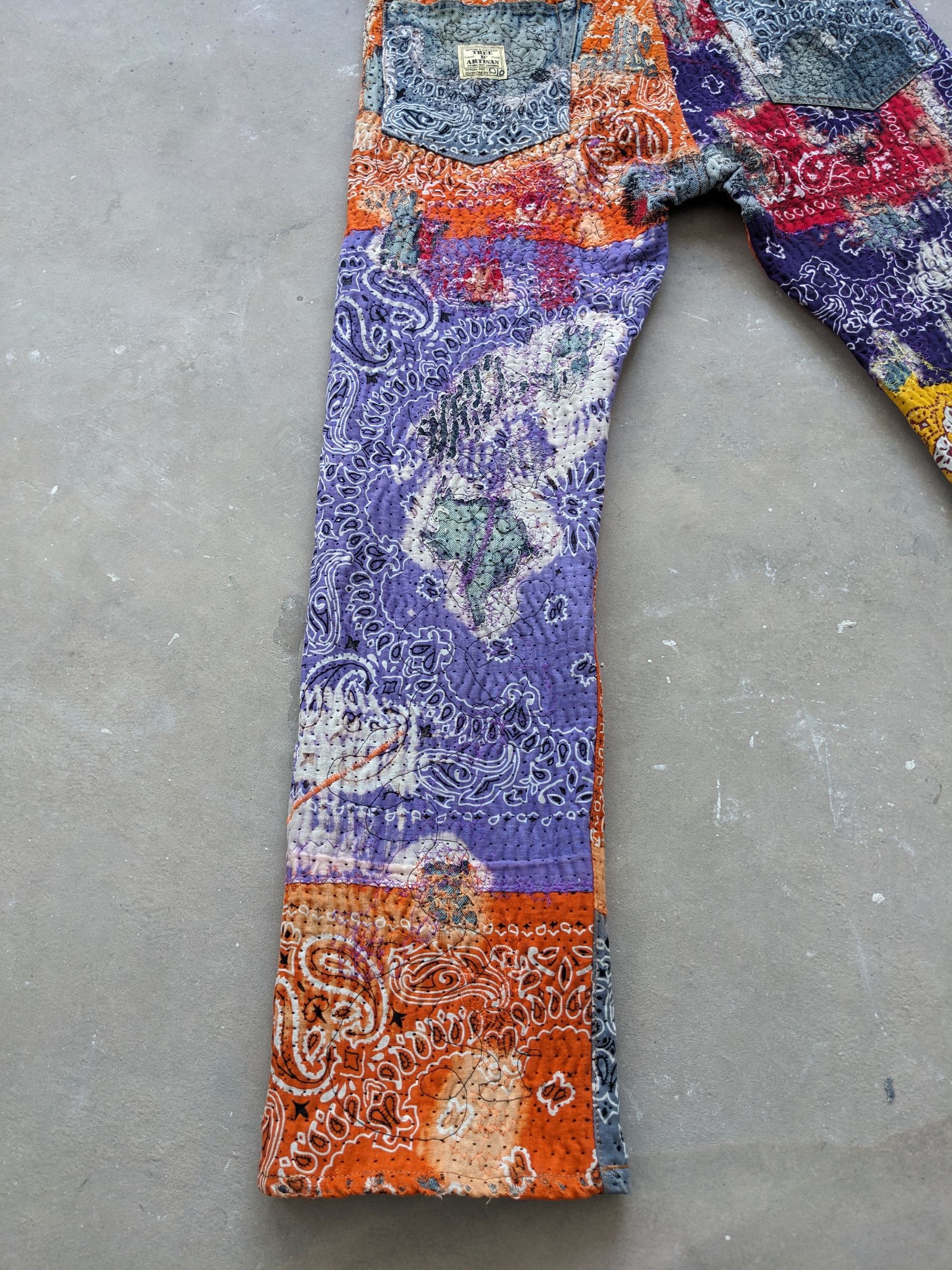 Art Comes First × Japanese Brand × Kapital 1/1 World Kapital Reconstruction Denim Bandana Over Design Size US 35 - 19 Thumbnail