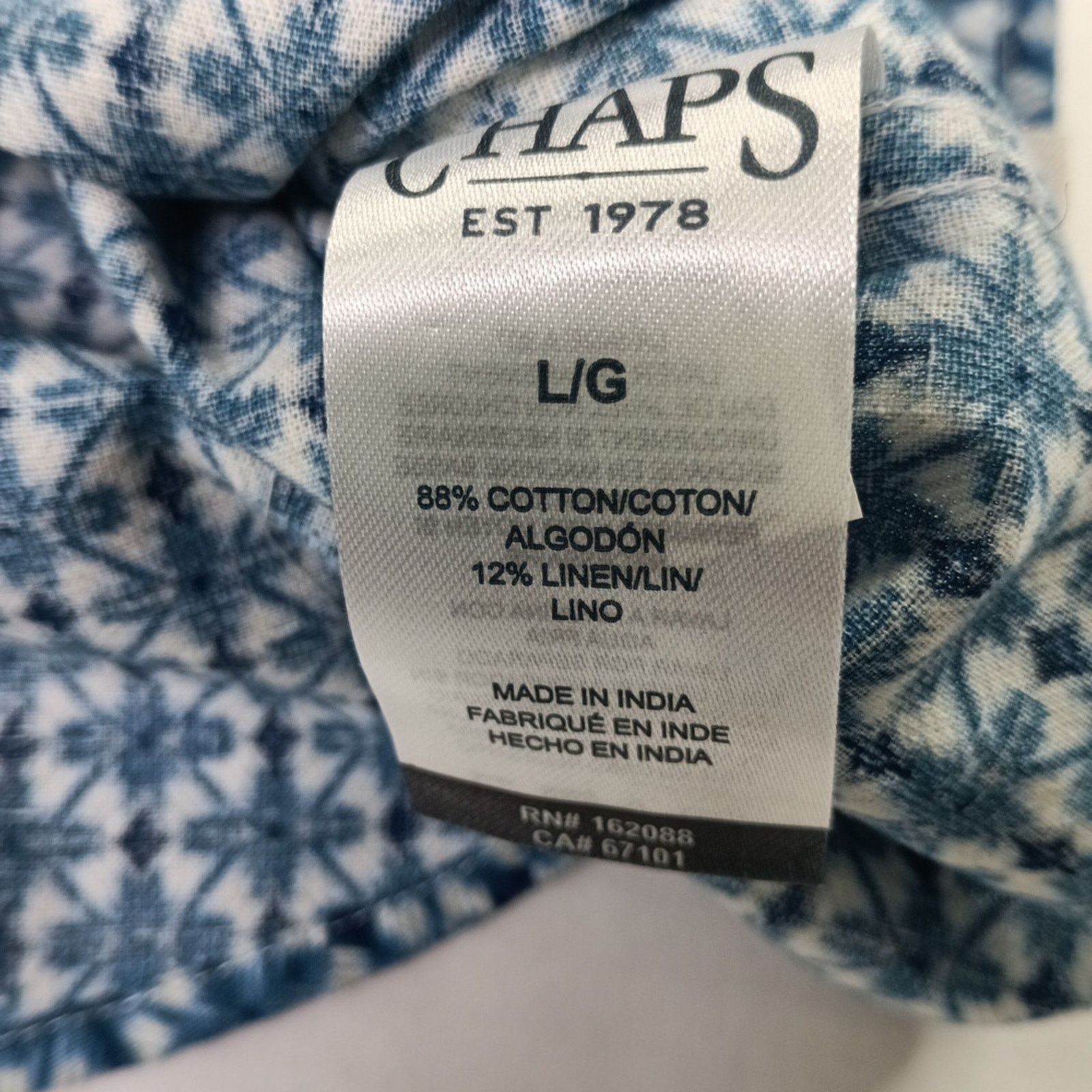 Chaps Chaps Seacoast Wash Linen Woven Shirt Men L Spring Lake Blue Size US L / EU 52-54 / 3 - 6 Thumbnail