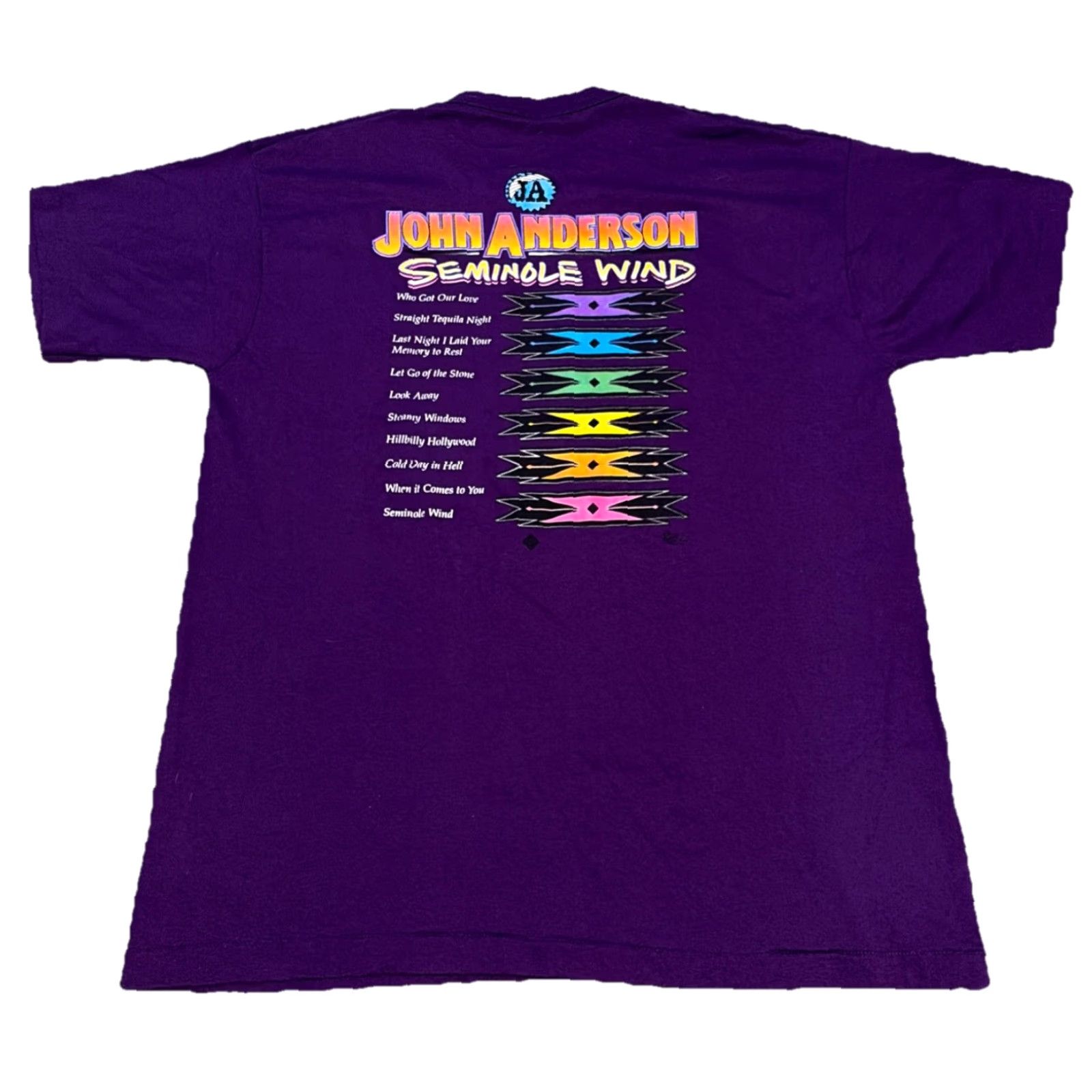 Vintage VINTAGE John Anderson Seminole Wind T-Shirt XL Purple Mens 90s Screen Stars Music Size US XL / EU 56 / 4 - 2 Thumbnail