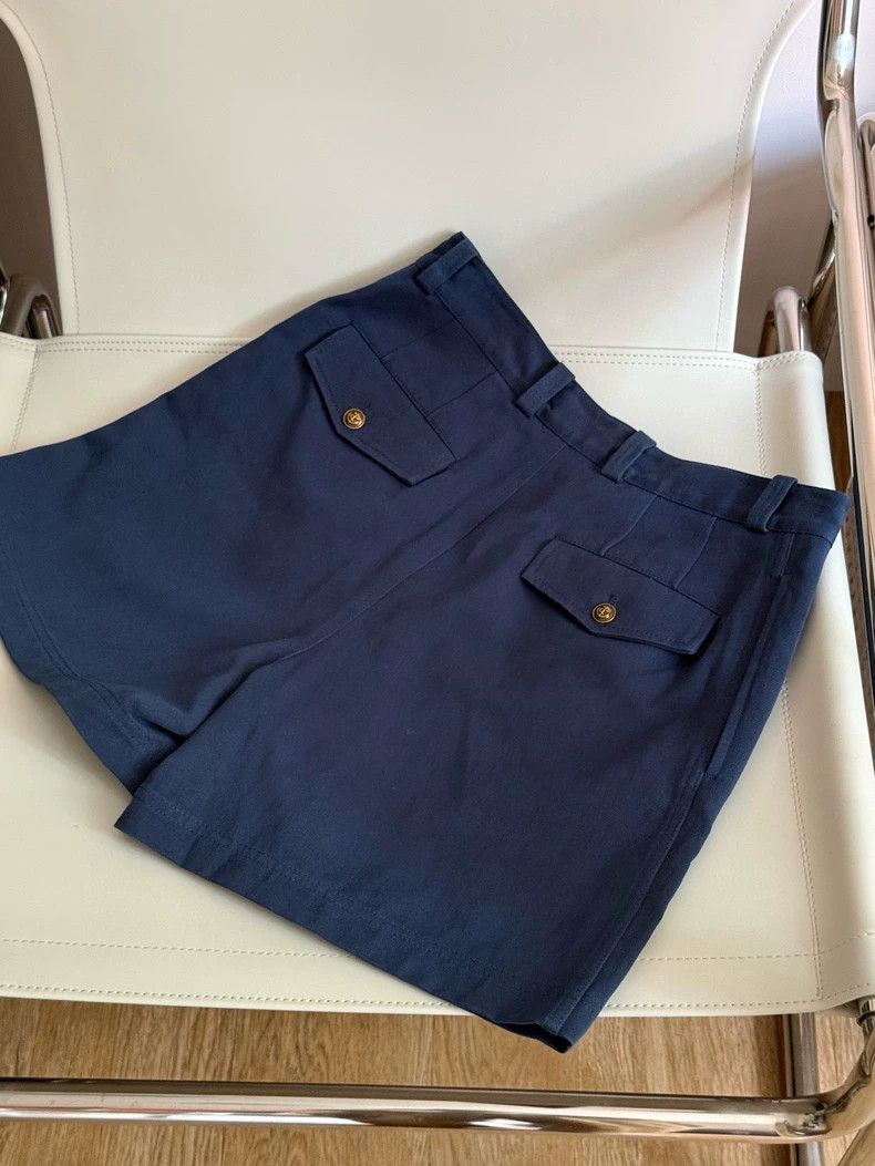 Loro Piana LORO PIANA Navy blue high waist shorts Size 27" / US 4 / IT 40 - 2 Thumbnail