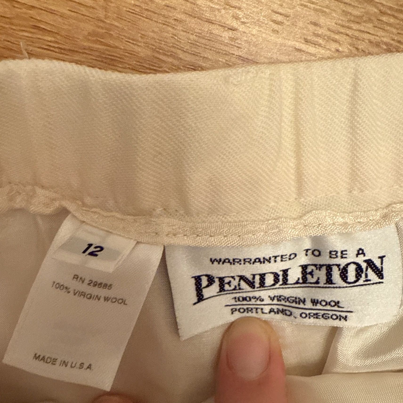 Pendleton VINTAGE Pendleton Wool Trousers Cream Pleat Lined Pockets Winter Classic Womens 12 Size 34" / US 12 / IT 48 - 7 Thumbnail