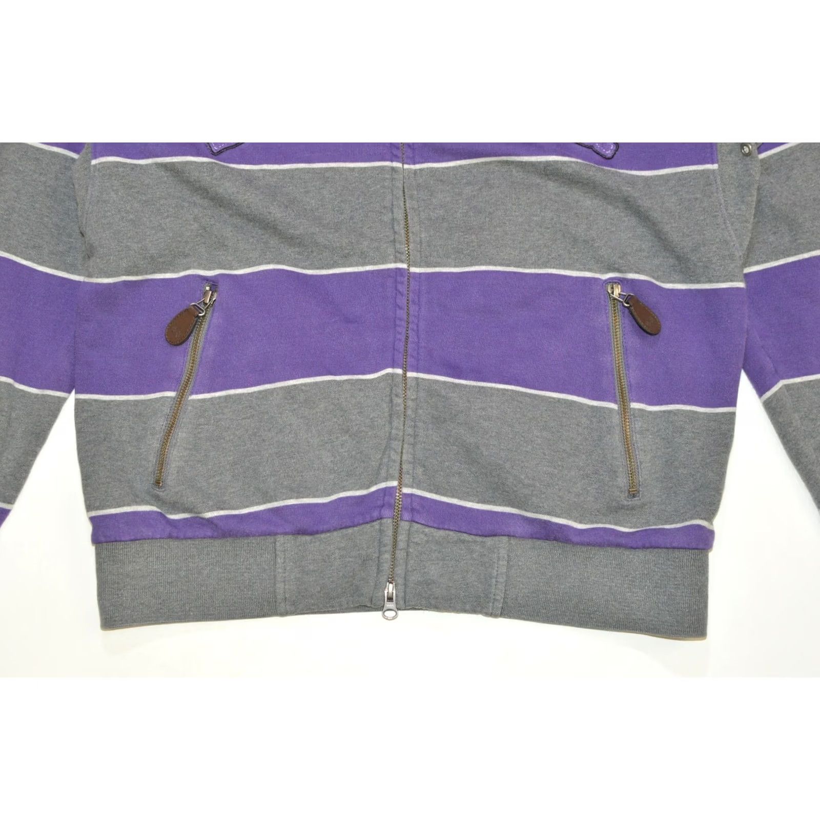 La Martina La Martina New York Hampton Full-Zip Striped Cotton Sweatshirt M Gray Purple Mens Size US M / EU 48-50 / 2 - 3 Thumbnail