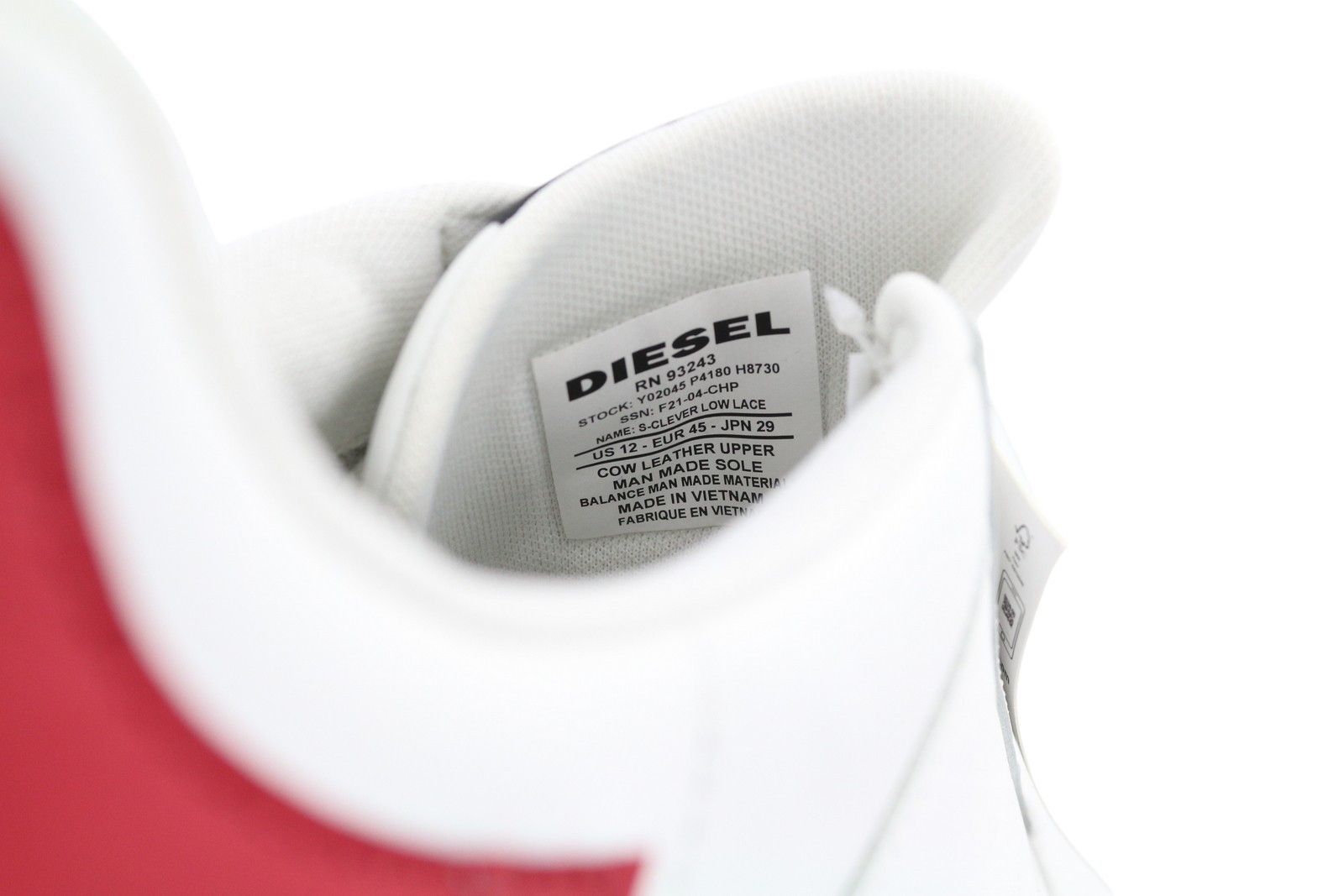 Diesel S-CLEVER LOW LACE EU45 White Red Leather 41560 Size US 12 / EU 45 - 9 Thumbnail