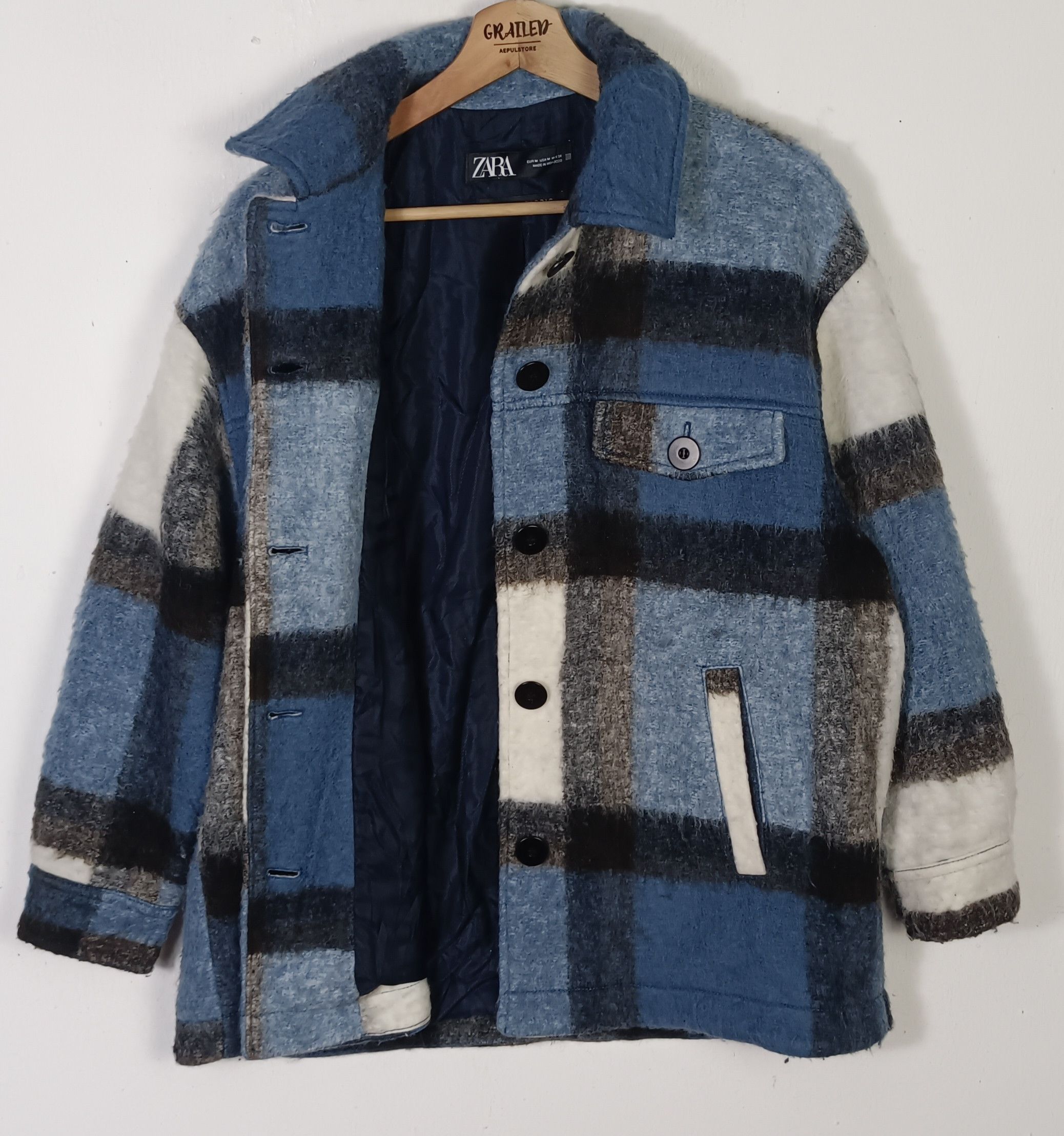 Zara Zara Blue Fleece Overshirt Jacket Italian Fabric Size L / US 10 / IT 46 - 3 Thumbnail