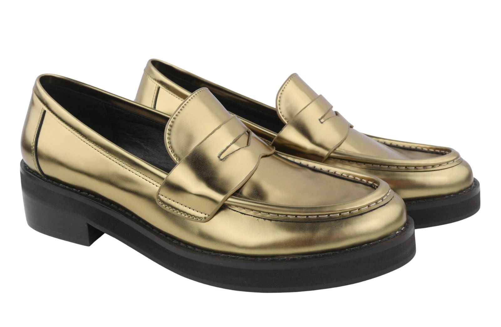 Other BIBI LOU JAYA EU40 Shiny Gold Leather Chunky 87555 Size US 9 / IT 39 - 2 Thumbnail