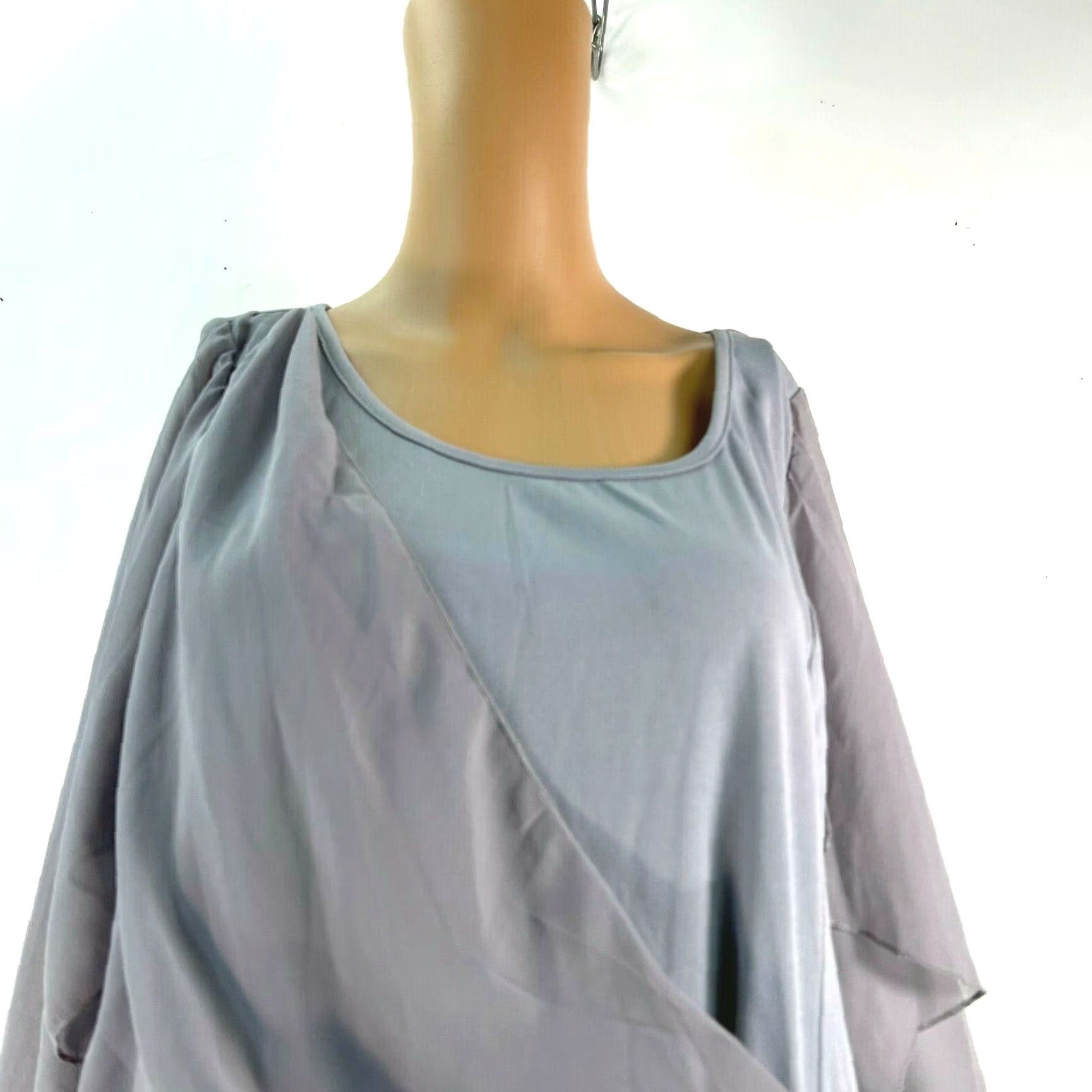 Vintage Unbranded Dress Womens XL Gray Chiffon Bodycon Midi Rhinestone Ruffled Waist Long Sleeve Size XL / US 12-14 / IT 48-50 - 3 Thumbnail