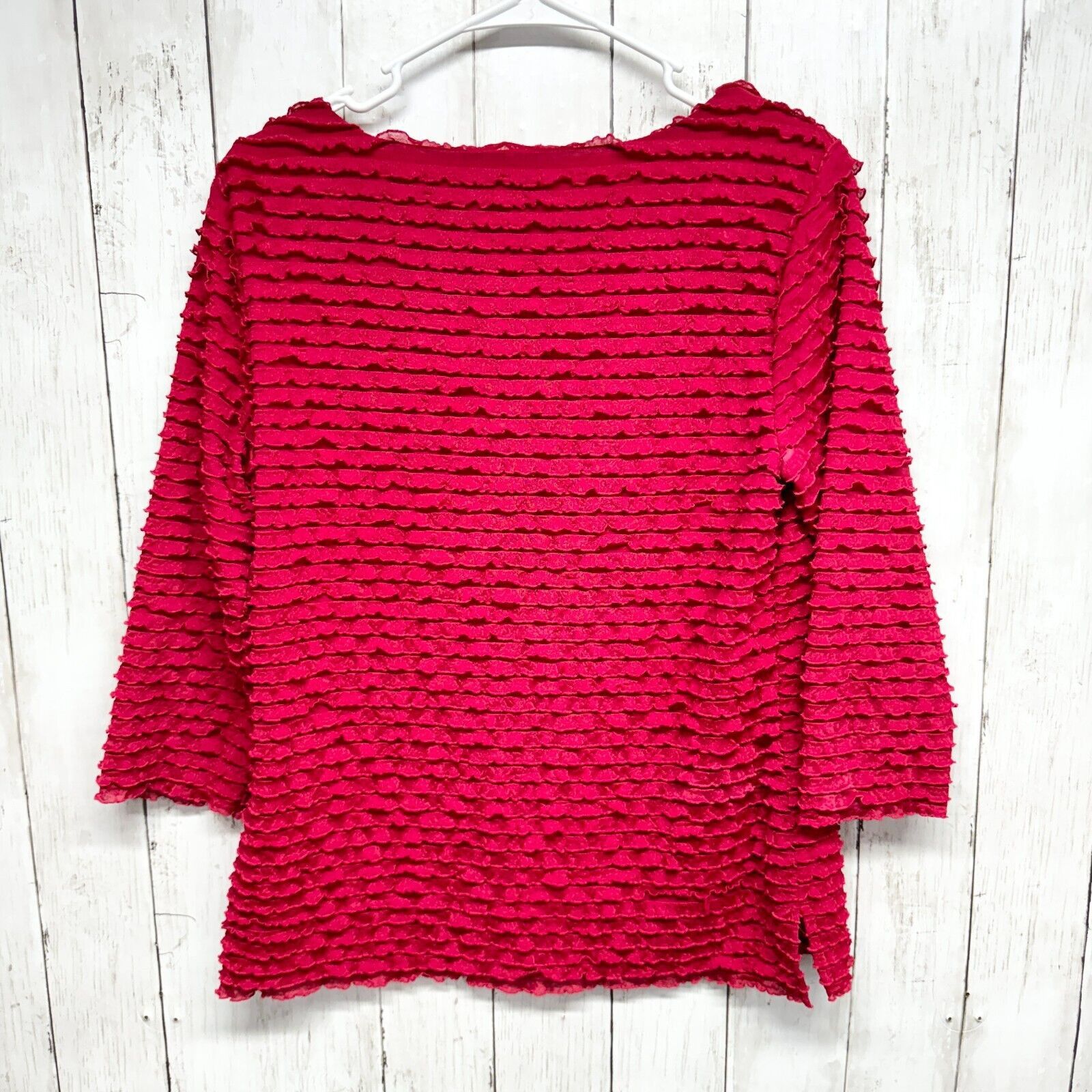 Coldwater Creek COLDWATER CREEK Women Red Ruffled Pleated Blouse S 34 Sleeve Size S / US 4 / IT 40 - 4 Thumbnail