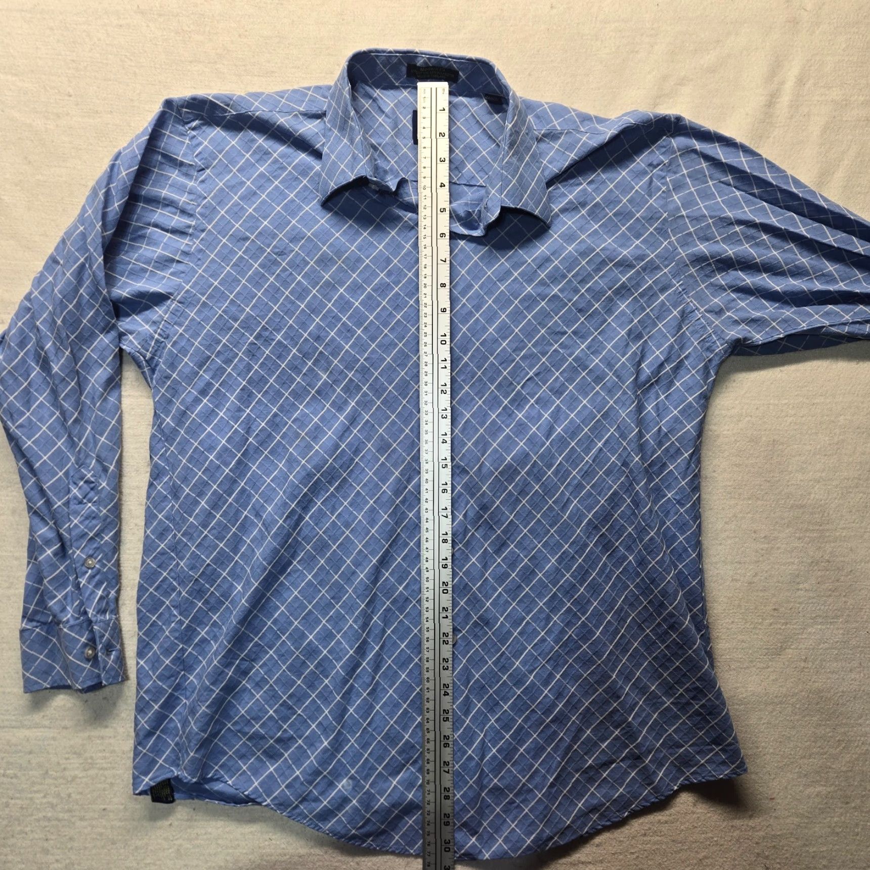 Van Heusen Van Heusen Shirt Blue Long Sleeve Button-Up Adult Men XL 17 17.5 34/35 Size Regular Size US XL / EU 56 / 4 - 7 Thumbnail