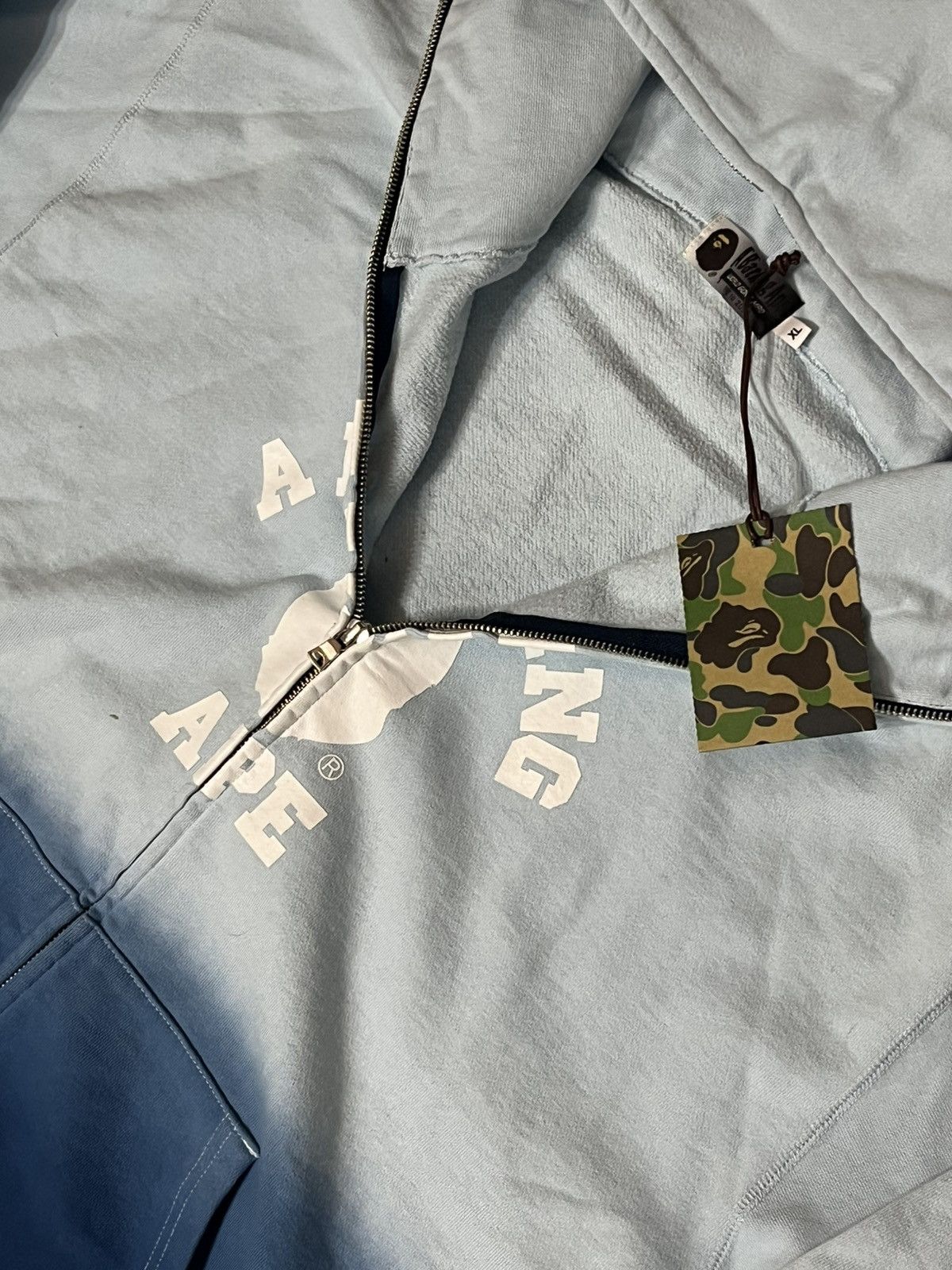 Bape A Bathing Ape Blue Gradient Zip Up College Print Hoodie Size US XL / EU 56 / 4 - 5 Thumbnail