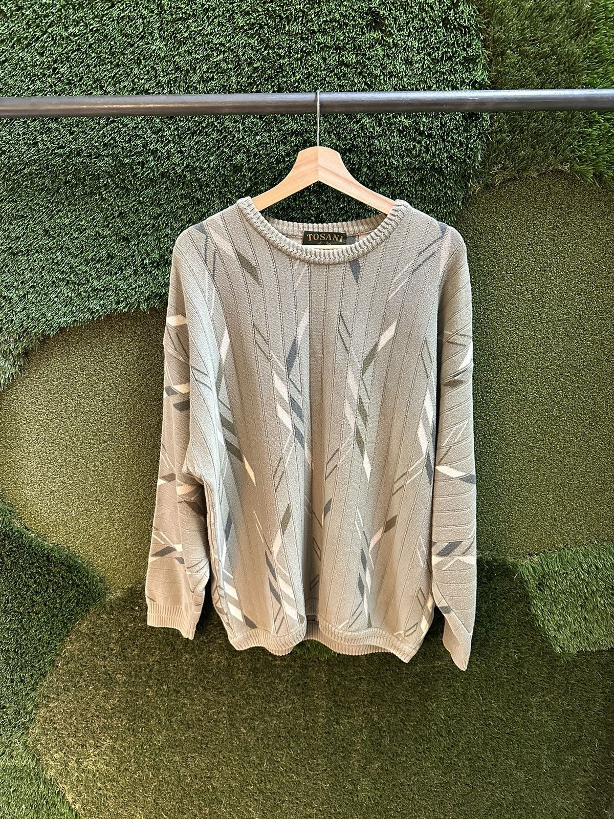 Vintage Vintage Tosani Abstract Striped Sweater Large Size US L / EU 52-54 / 3 - 1 Thumbnail