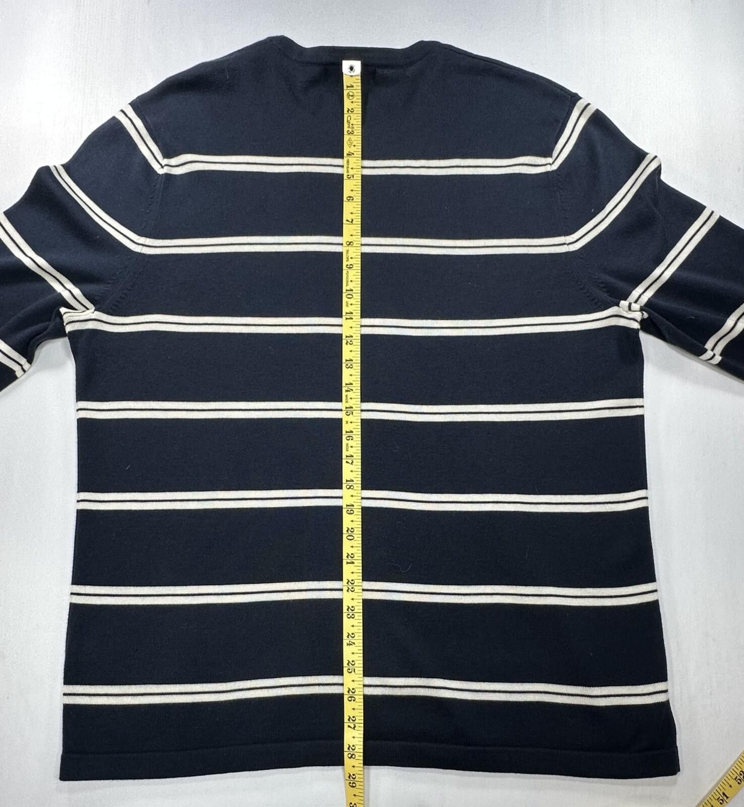 Banana Republic Banana Republic Striped 100% Pima Cotton Sweater Blue Men XL Size US XL / EU 56 / 4 - 3 Thumbnail